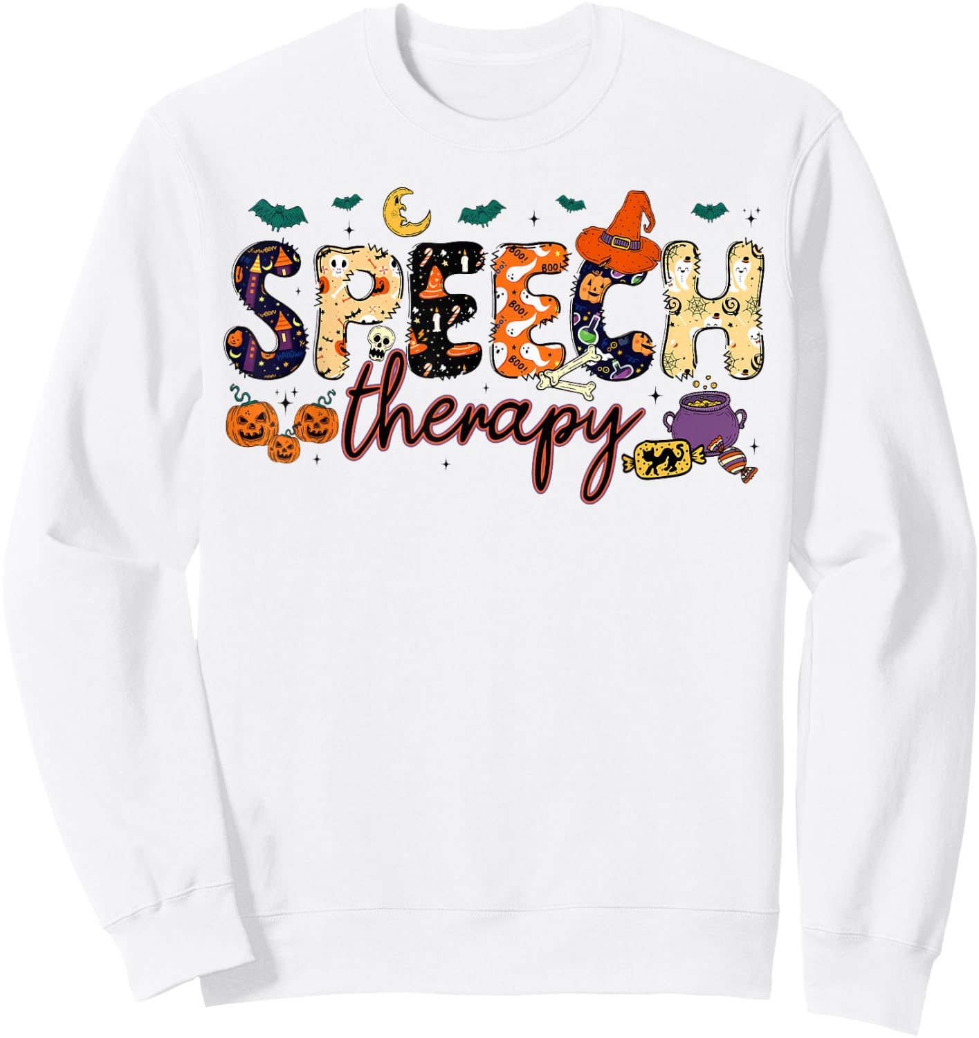 SLP Speech Language Pathologist Speech Therapist Halloween Sweatshirt - Sweatshirt | White