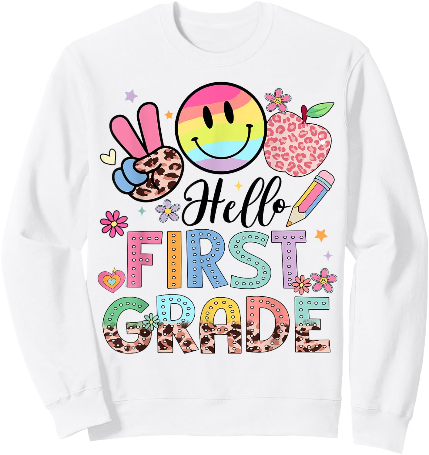 Hello 1st grade Boy Girl Teacher Back To School 1st grade Sweatshirt - Sweatshirt | White