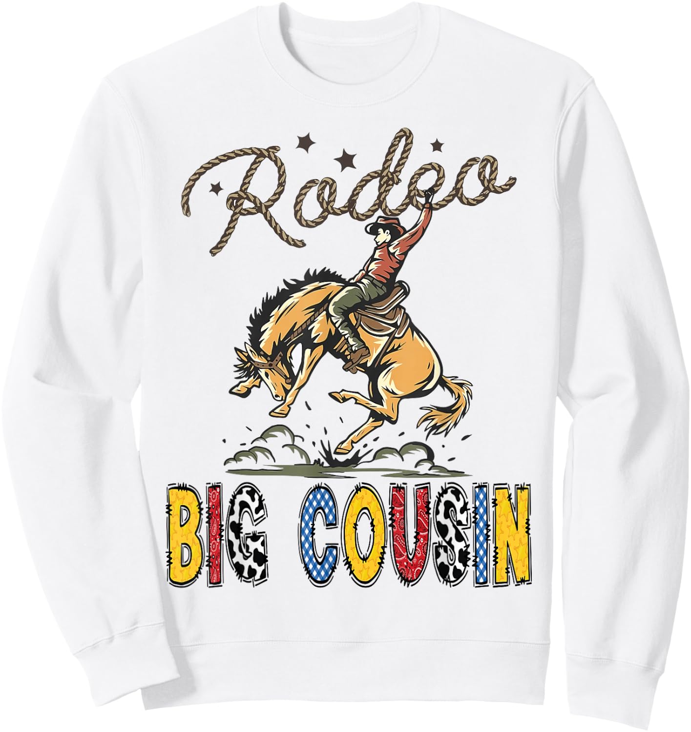 Rodeo Big Cousin Cowboy Cowgirl Birthday Kids Matching Sweatshirt - Sweatshirt | White