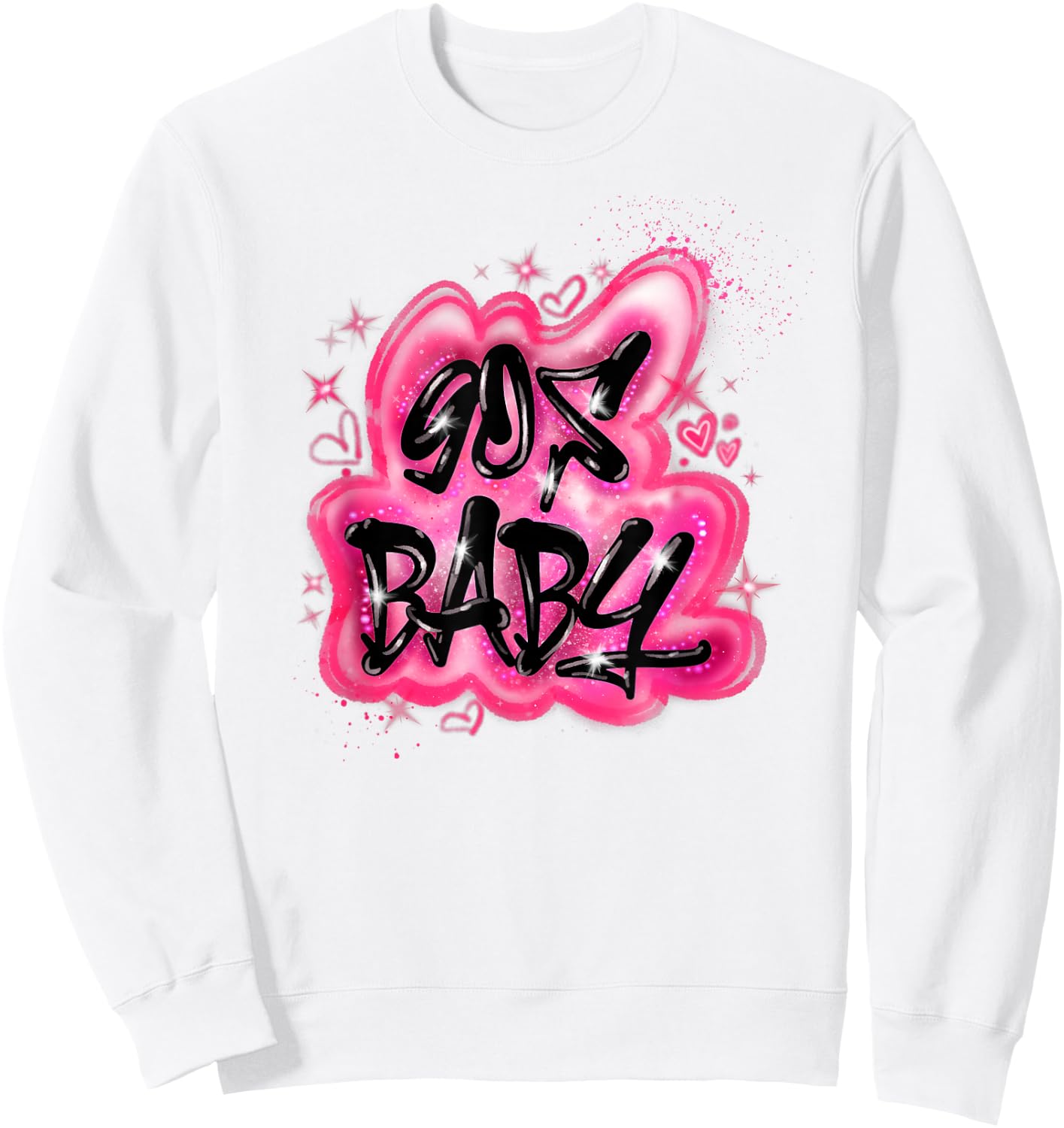 90s Classic Airbrush Style Graphic Retro Birthday Sweatshirt - Sweatshirt | White