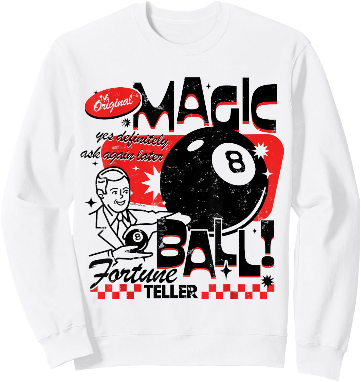Magic 8 Ball - The Original Fortune Teller Vintage Pattern Sweatshirt - Sweatshirt | White