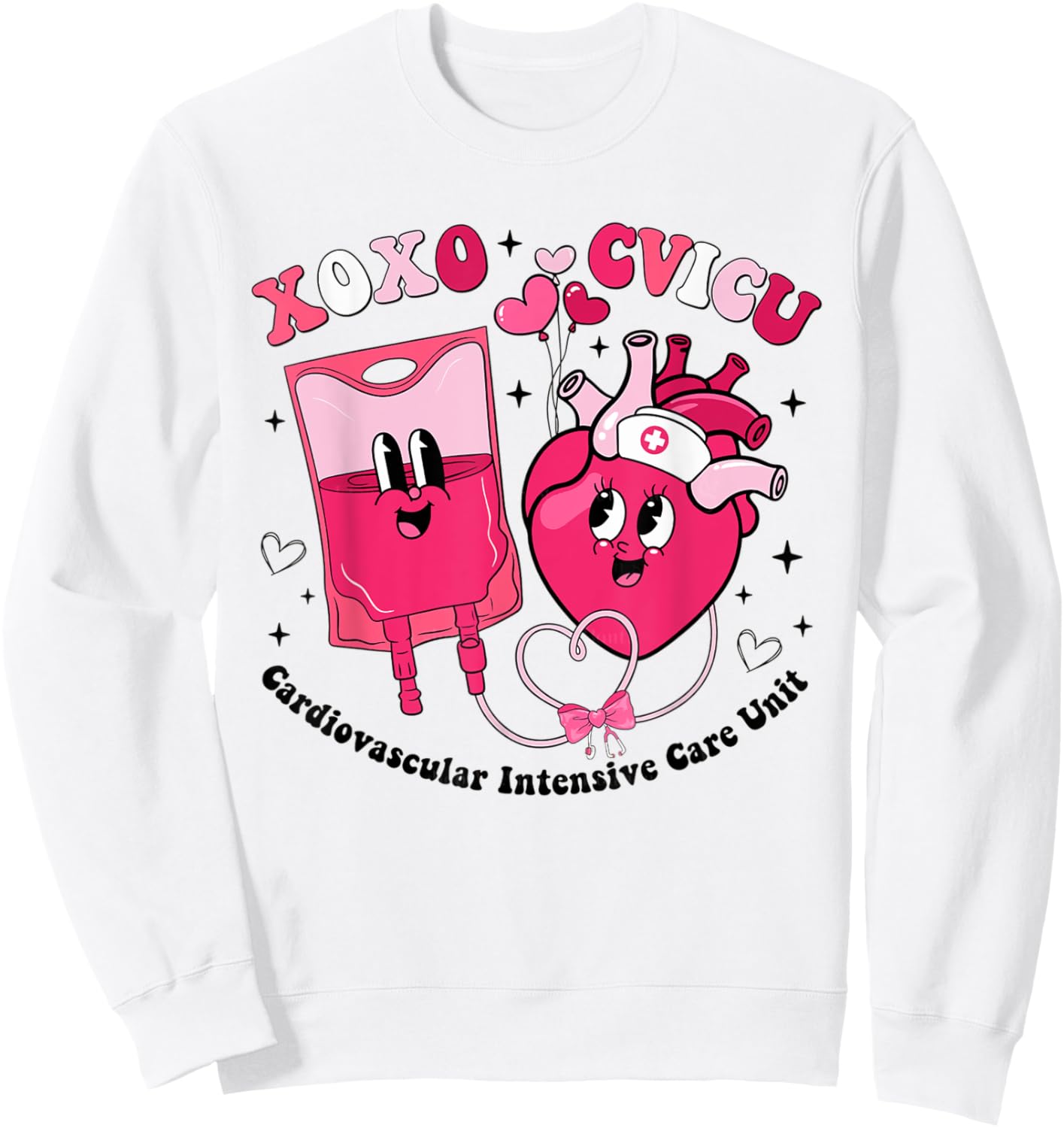 CVICU Valentine's Day Cardiac Nurse Valentine Cardiovascular Sweatshirt - Sweatshirt | White