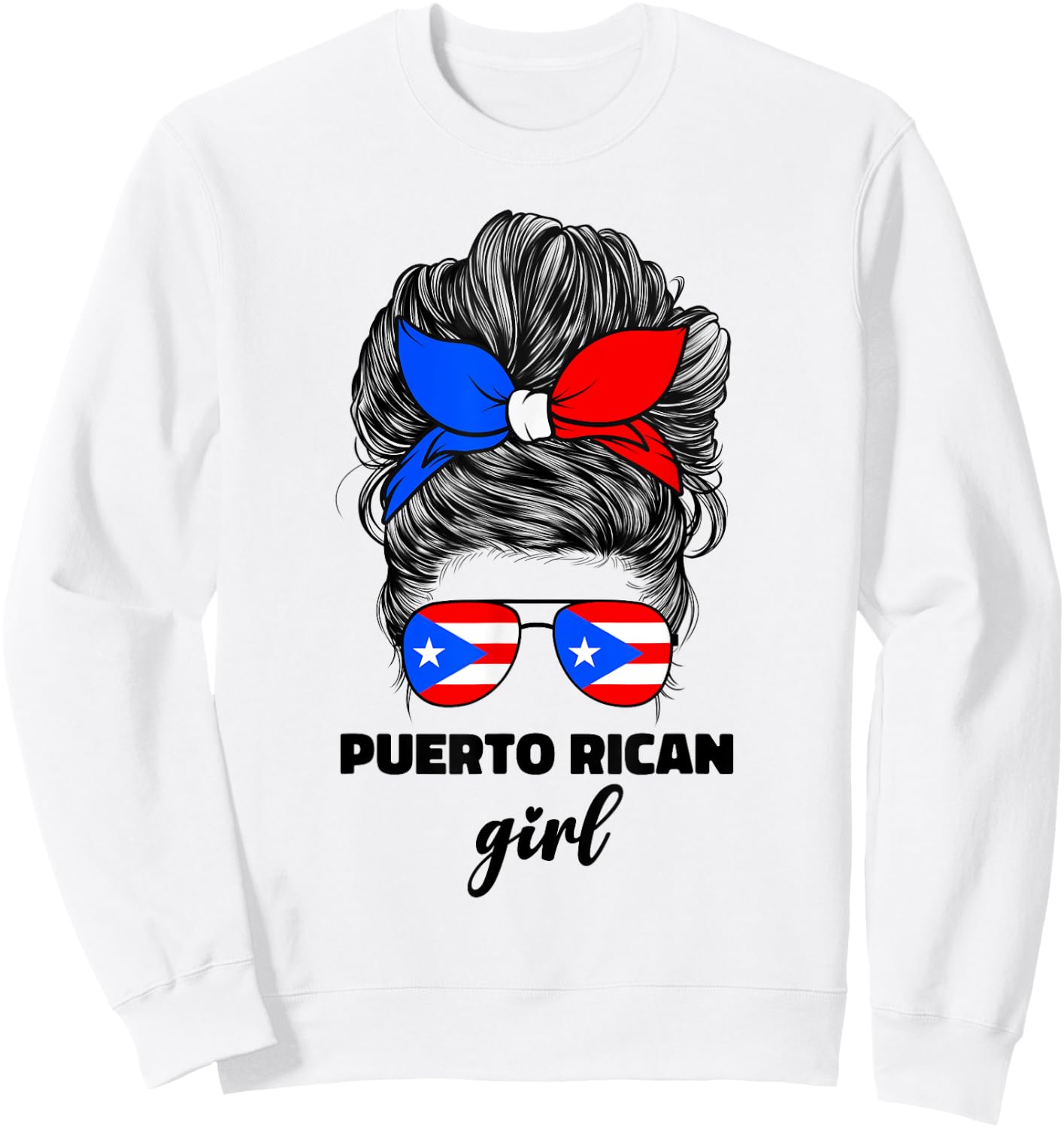 Puerto Rican Girl Girls Boricua Puerto Rico Flag Sweatshirt - Sweatshirt | White