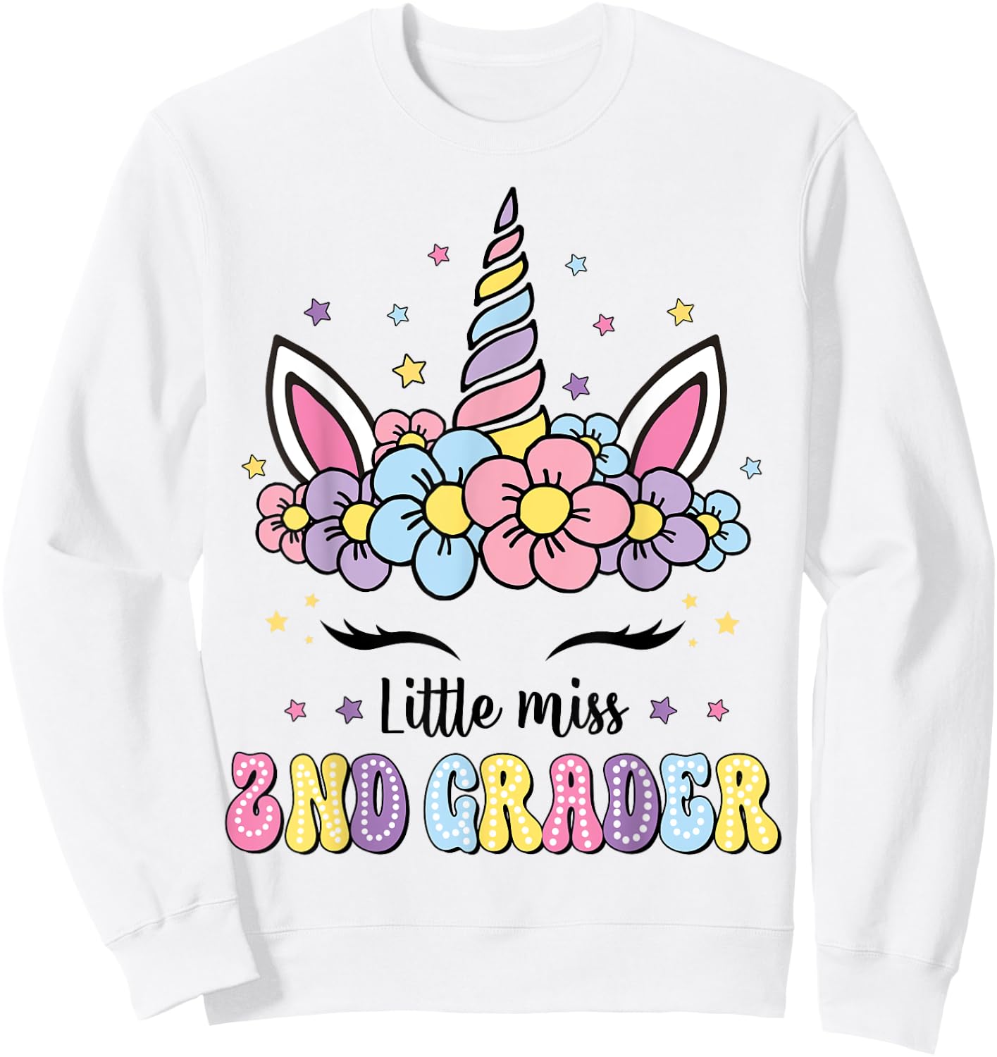 Little Miss 2nd Grade Grader Hello First Day Of School Girls Sweatshirt - Sweatshirt | White