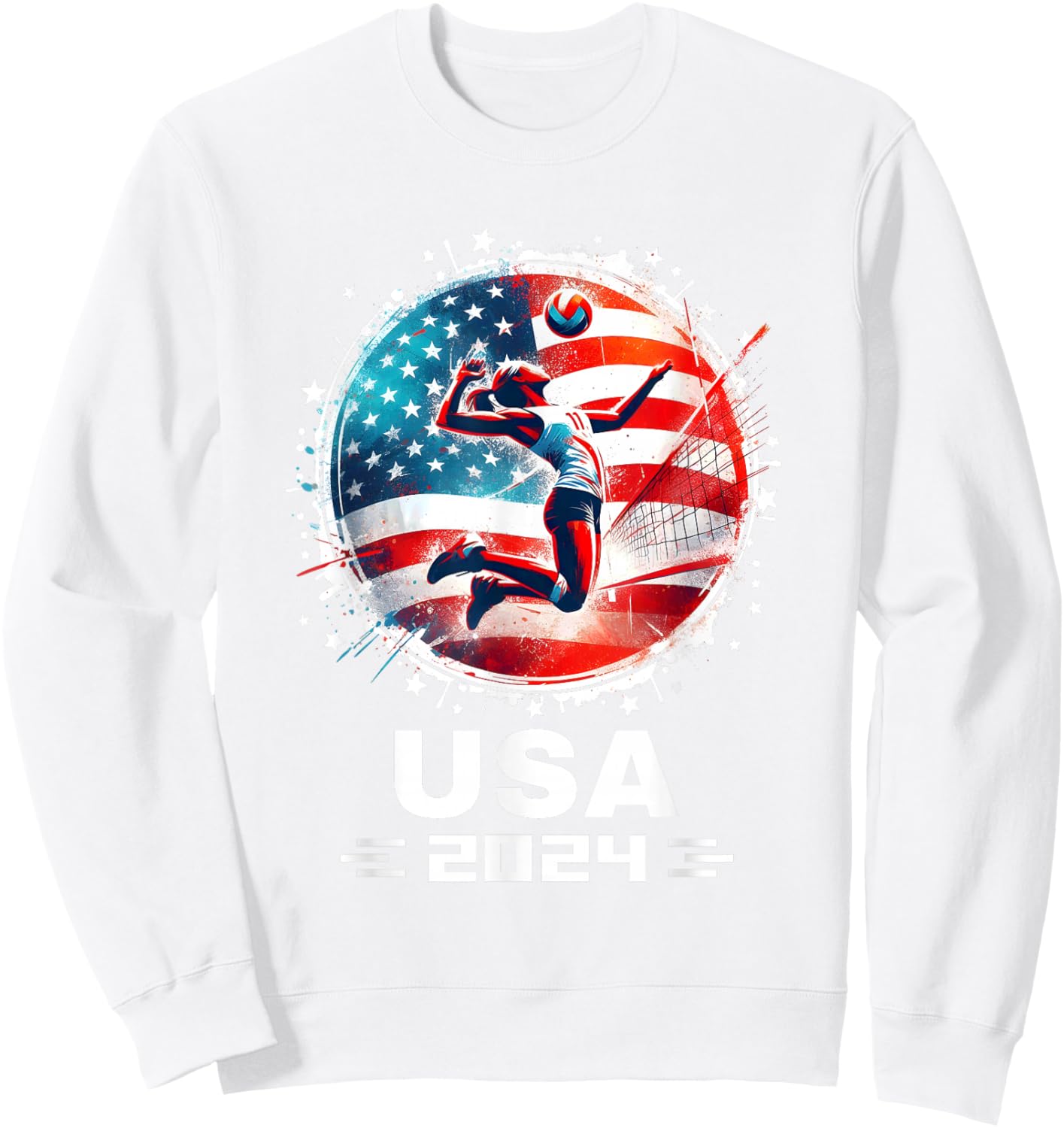 USA Team 2024 United States American Flag Women Volleyball Sweatshirt - Sweatshirt | White