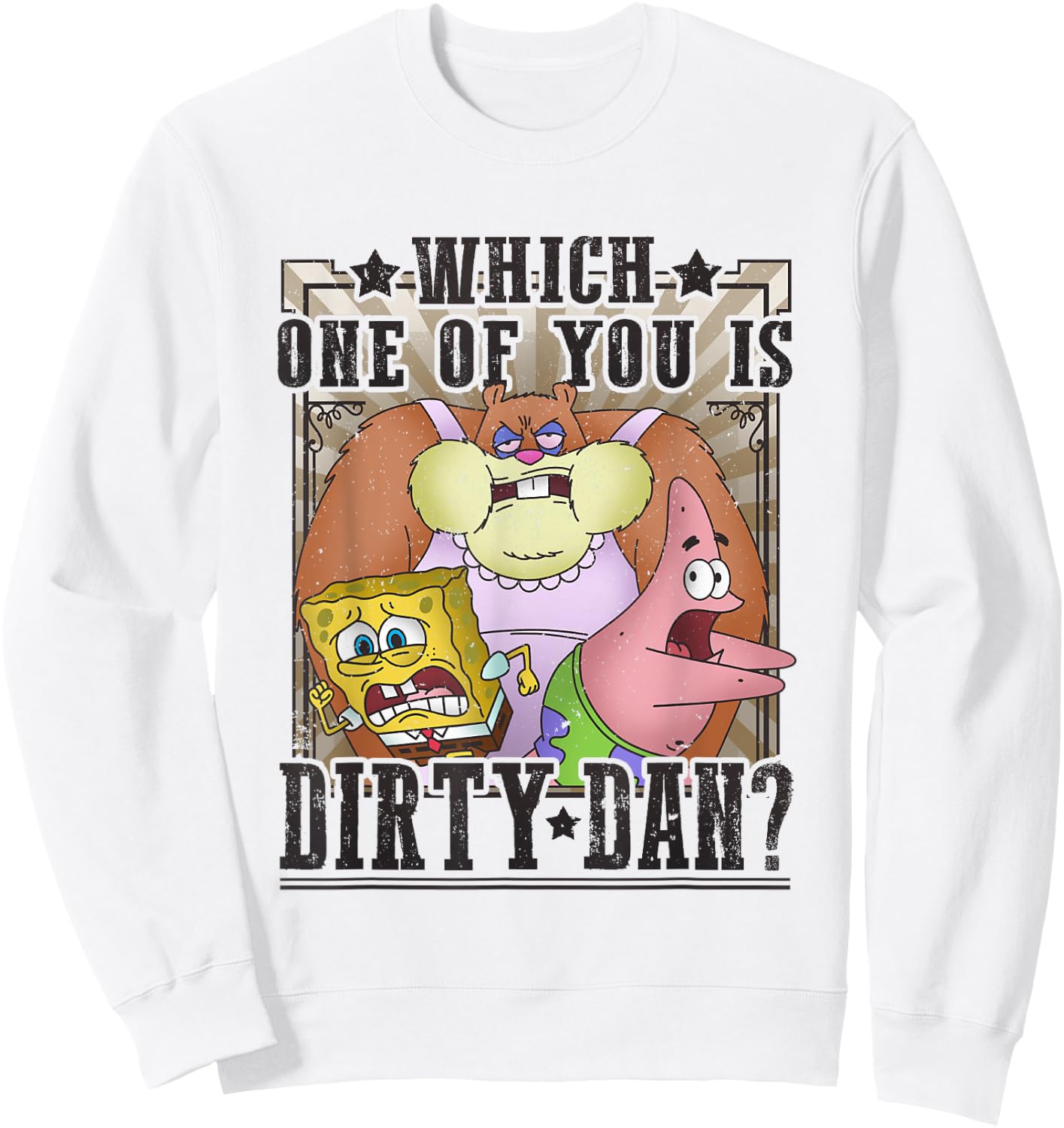 SpongeBob SquarePants Which One Of You Is Dirty Dan? Vintage Sweatshirt - Sweatshirt | White