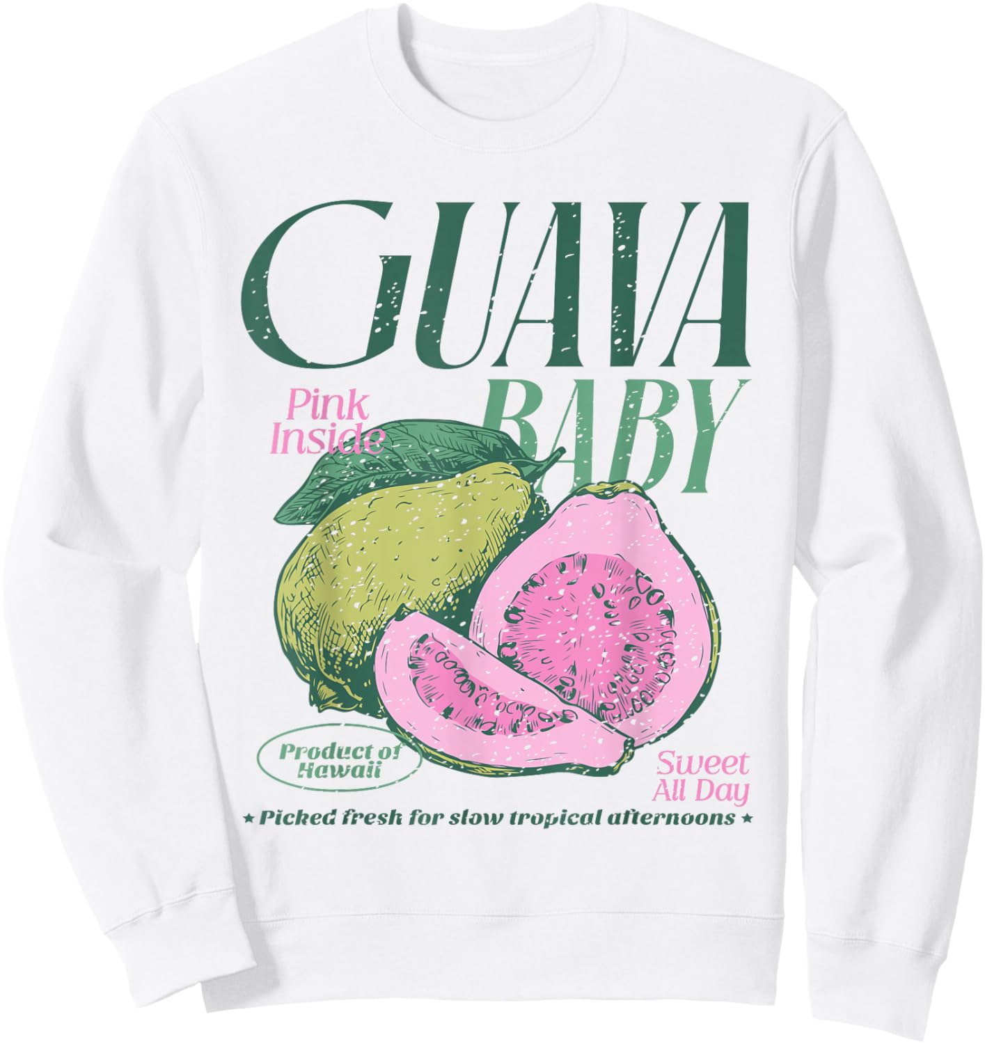 Guava Baby Pink Inside Sweet All Day Hawaii Sweatshirt - Sweatshirt | White