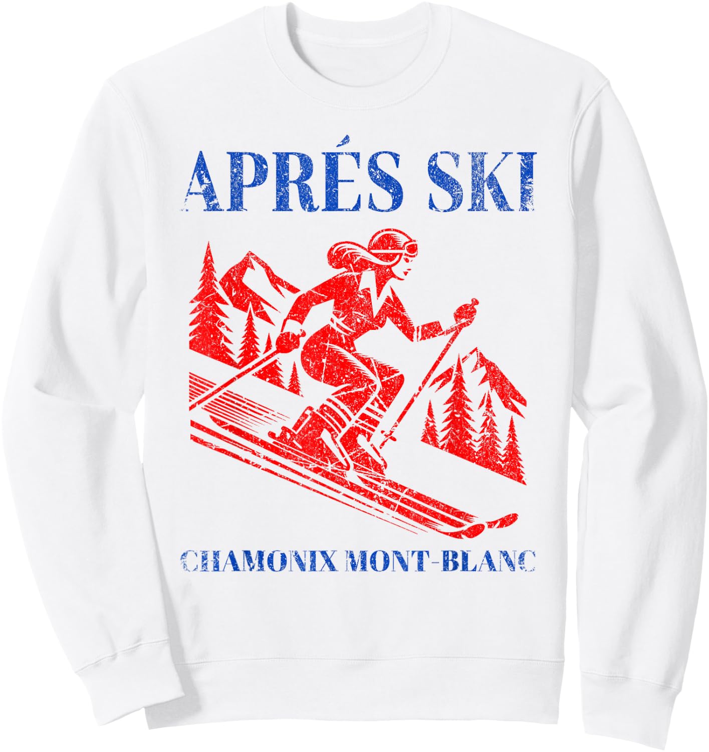 Ski Apres Vintage Ski Skiing Mont Blanc Retro Snow Skier Sweatshirt - Sweatshirt | White