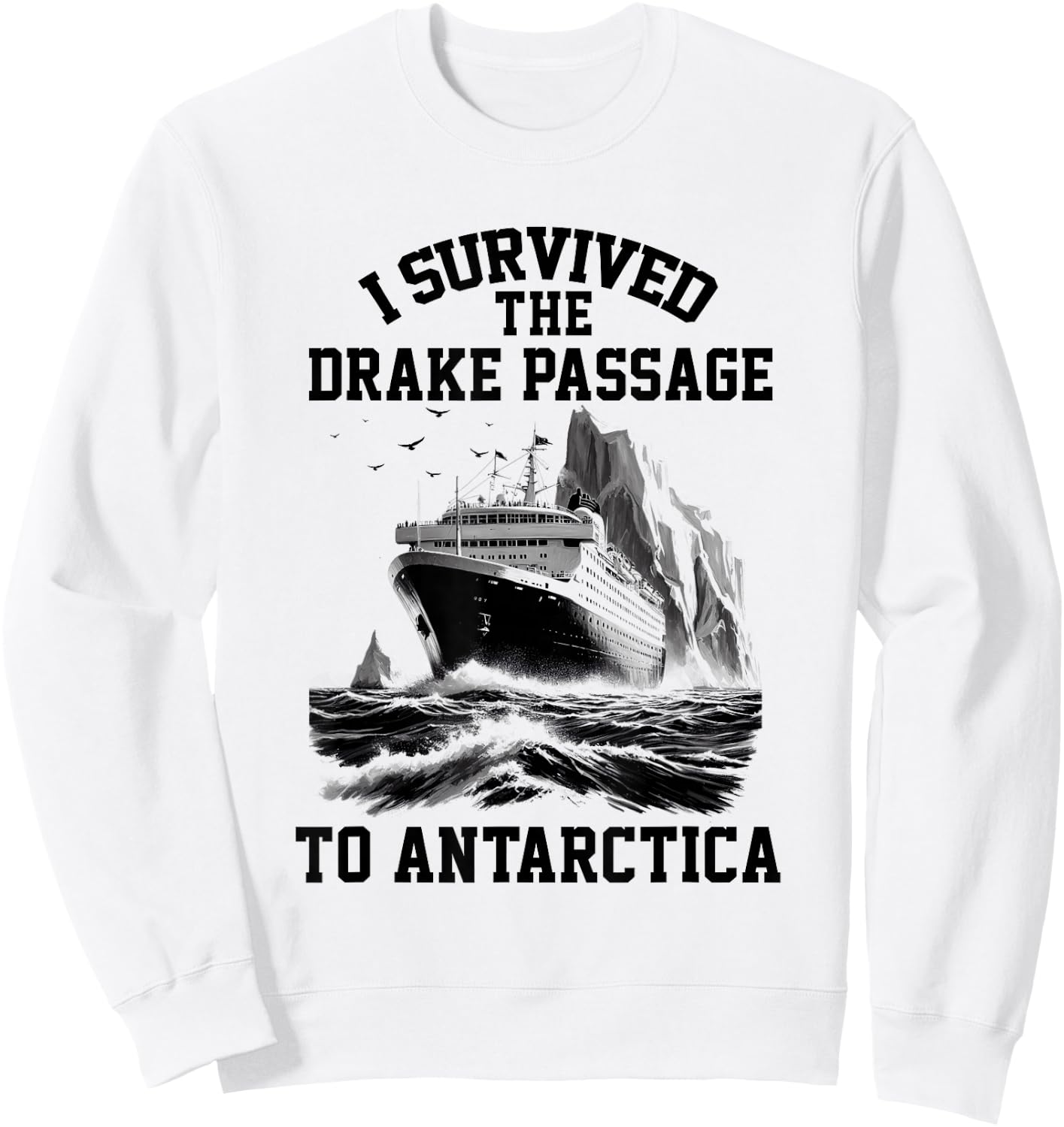 Retro Antarctica Cruise I Survived Drake Passage Antarctica Sweatshirt - Sweatshirt | White