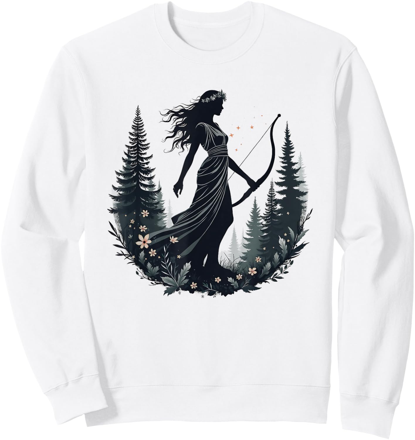 Agema Apparel Artemis Ancient Greek Goddess Greek Mythology Sweatshirt - Sweatshirt | White