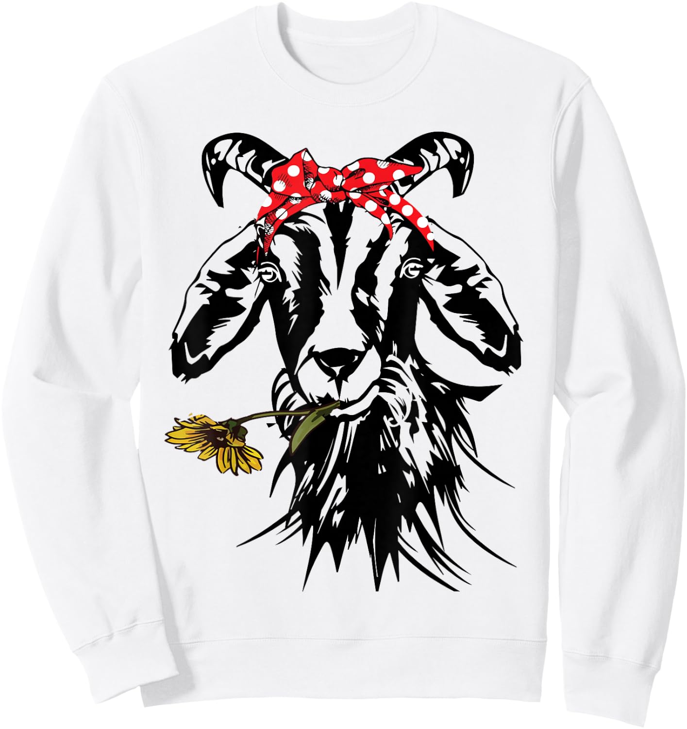 Women's Goats Bandana Farm Animal Lover Funny Goat Graphics Sweatshirt - Sweatshirt | White