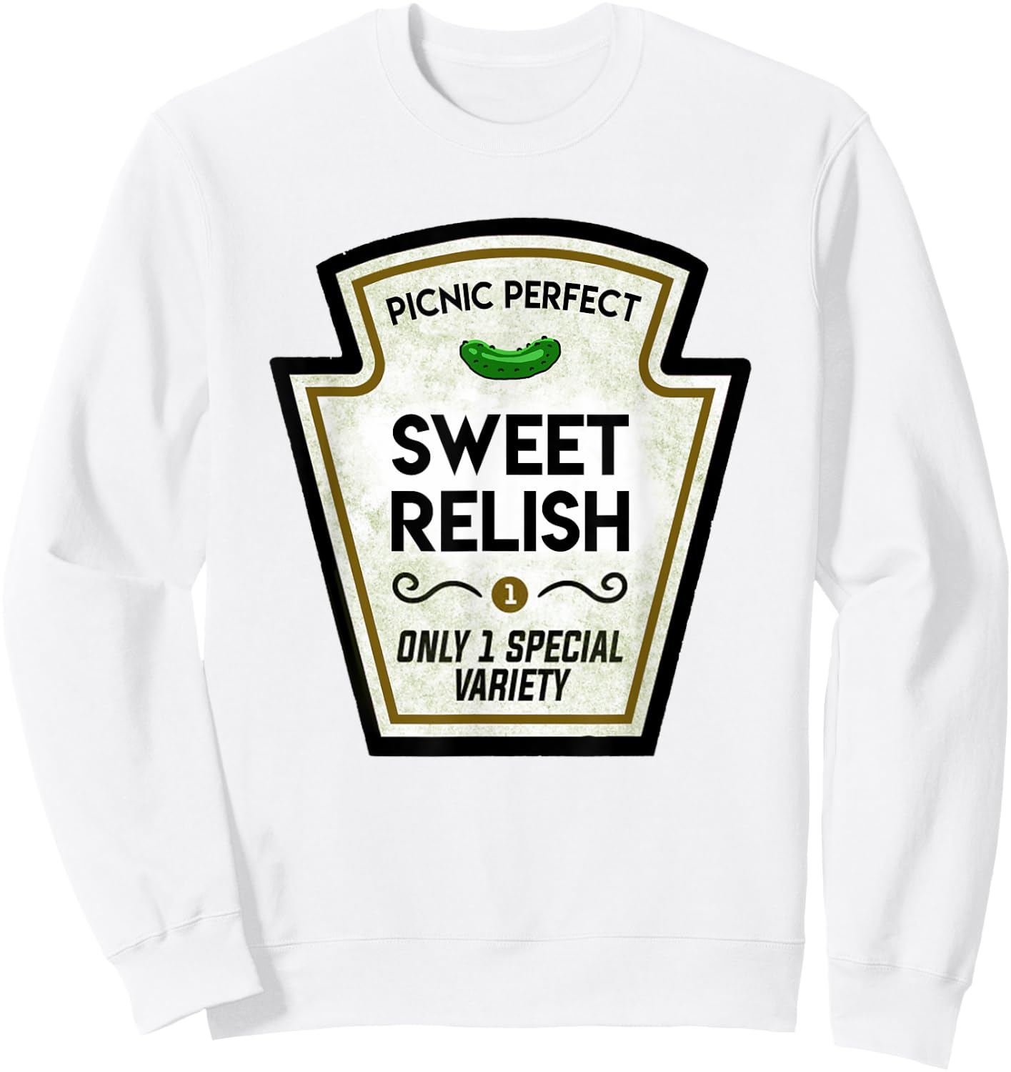 Sweet Relish Pickle Bottle Label Halloween Matching Costume Sweatshirt - Sweatshirt | White