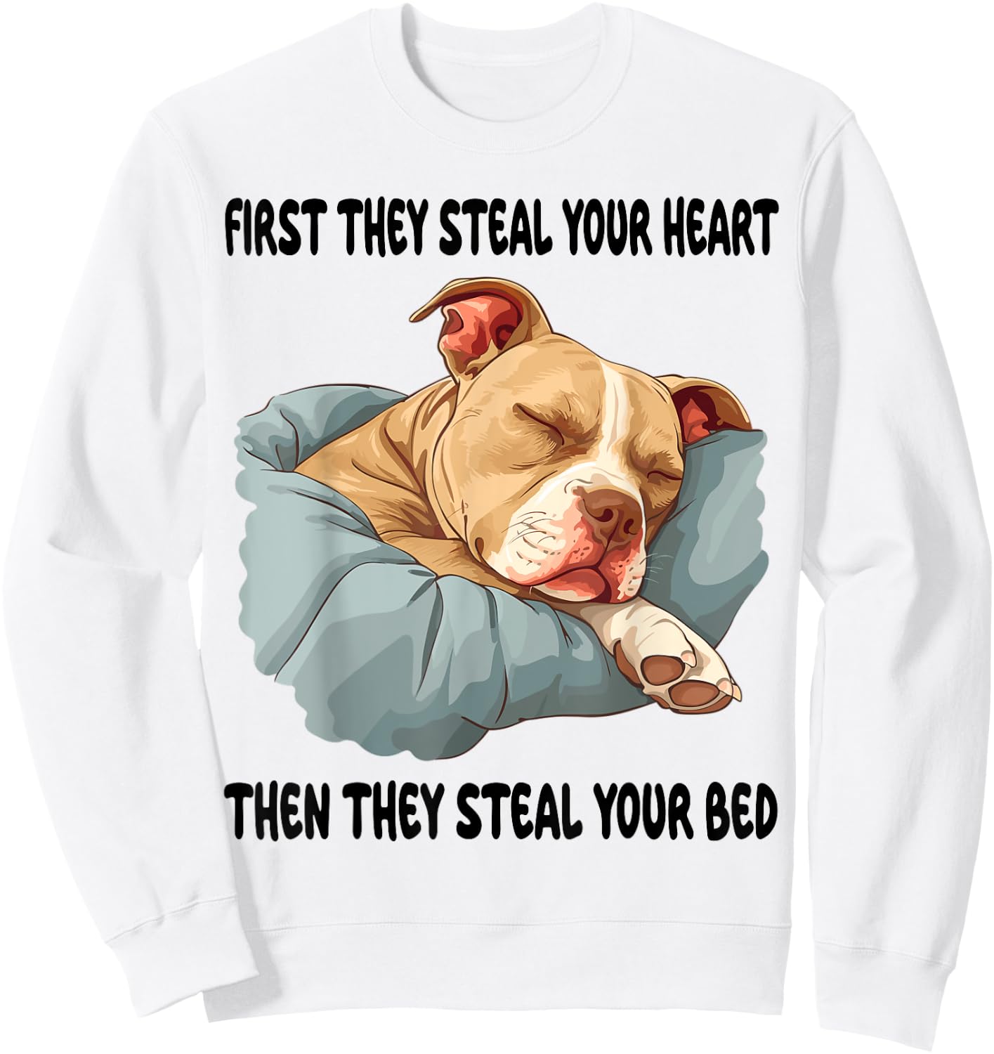 Pitbull Sleeping Pajamas Nightgown Sweatshirt - Sweatshirt | White