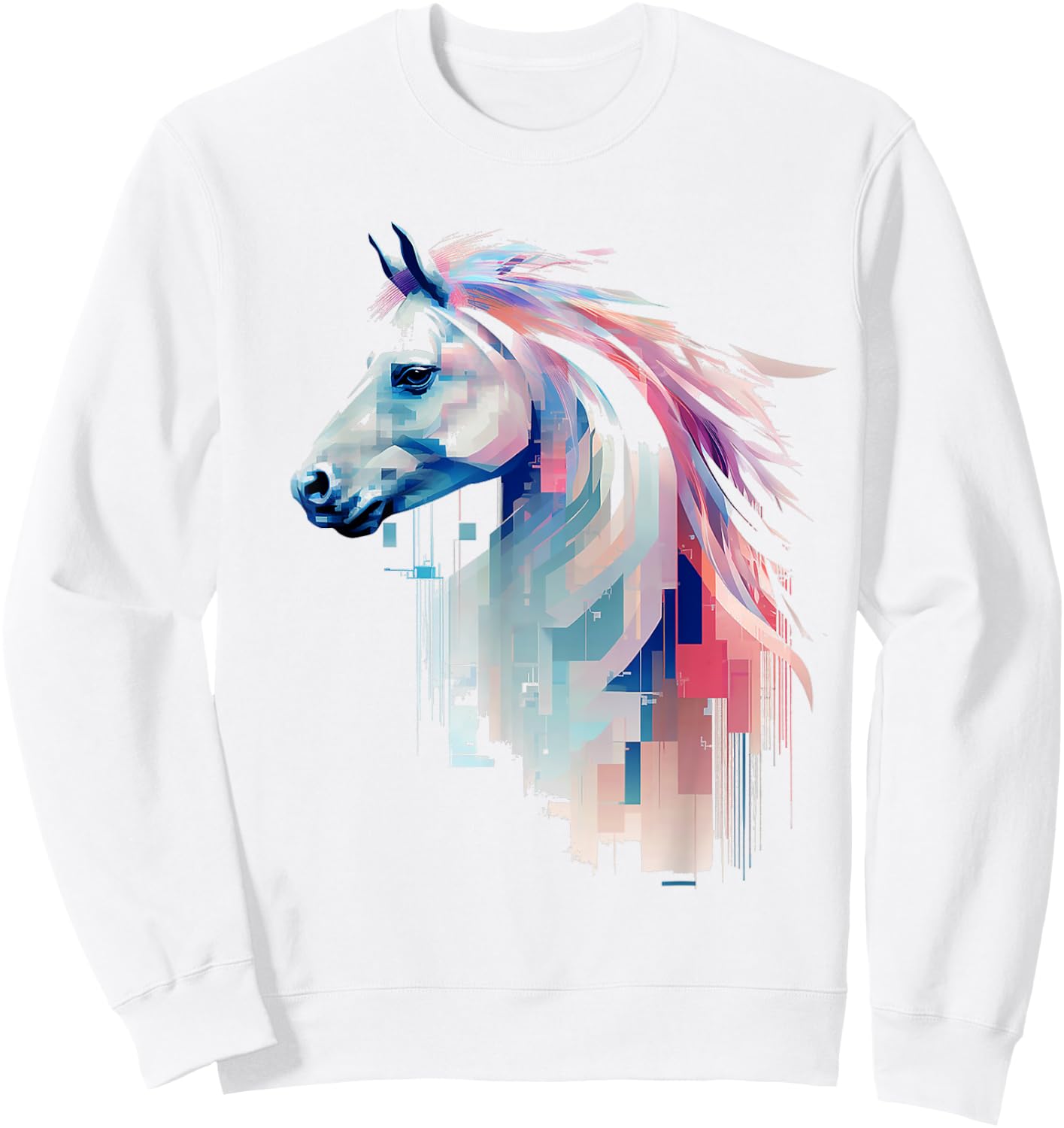 Horse Animal Colorful Zoo Abstract Art Painting Horse Sweatshirt - Sweatshirt | White