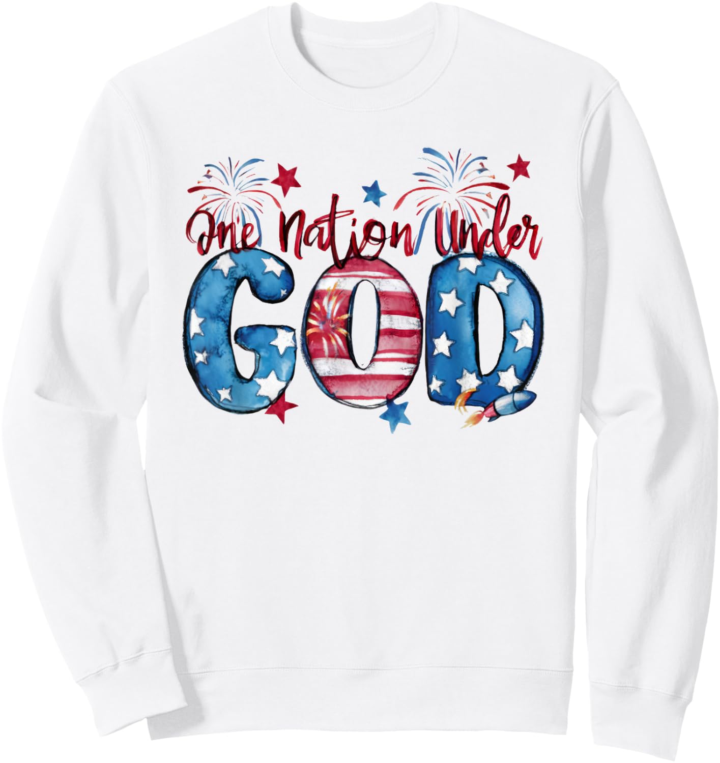 One Nation Under God, American, Happy Christian Woman Sweatshirt - Sweatshirt | White