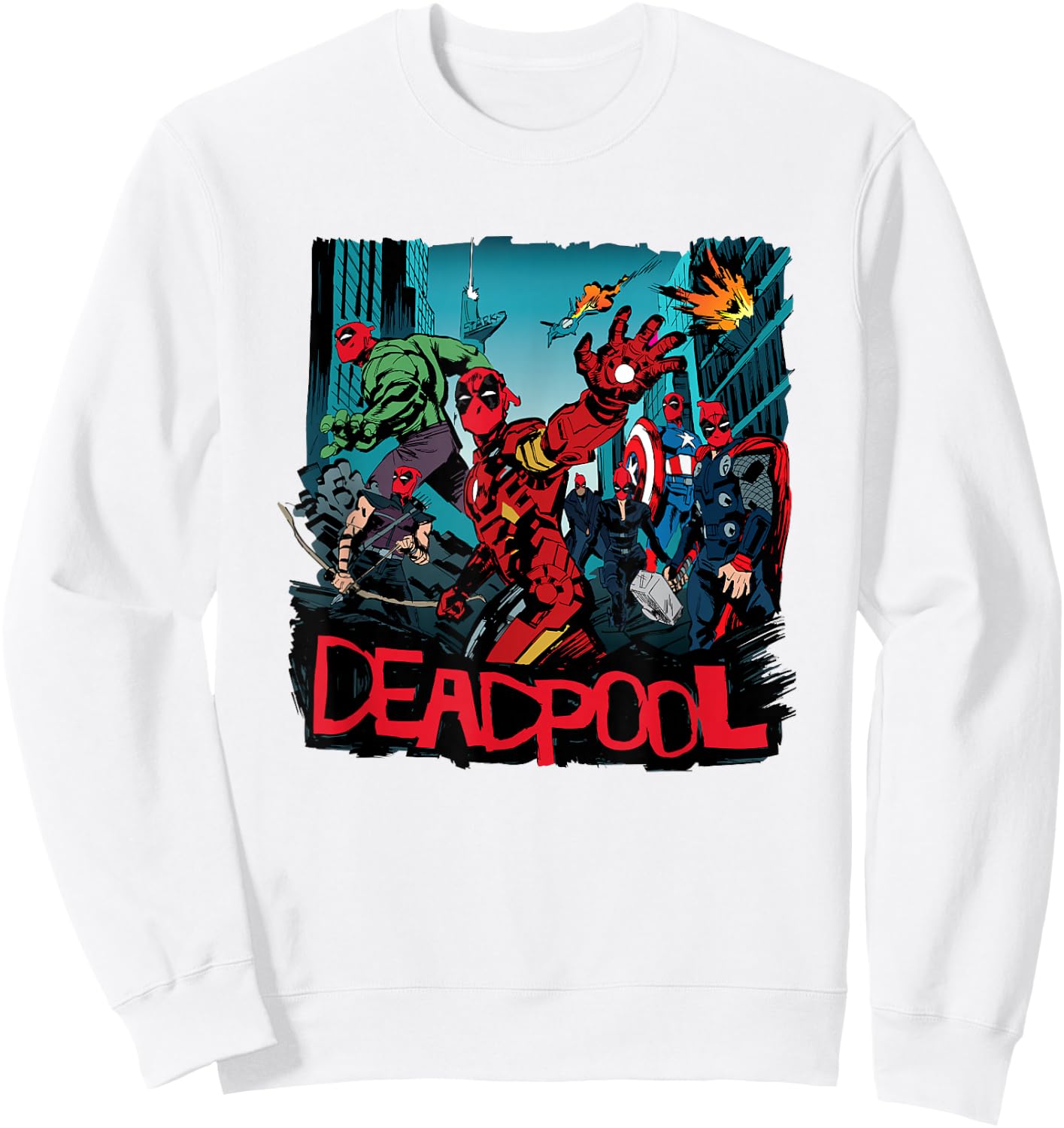 Marvel Deadpool & Wolverine Avengers Assemble Like Deadpool Sweatshirt - Sweatshirt | White
