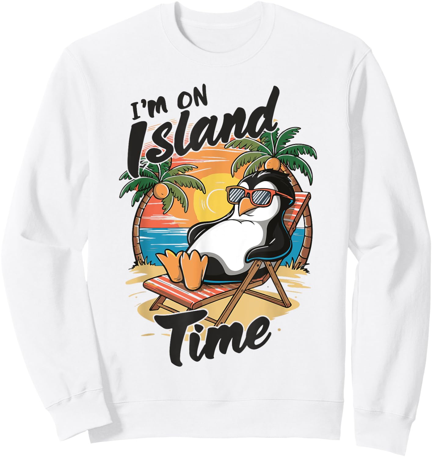 Island vacation Tropical Travel Relax time Penguin Design Sweatshirt - Sweatshirt | White