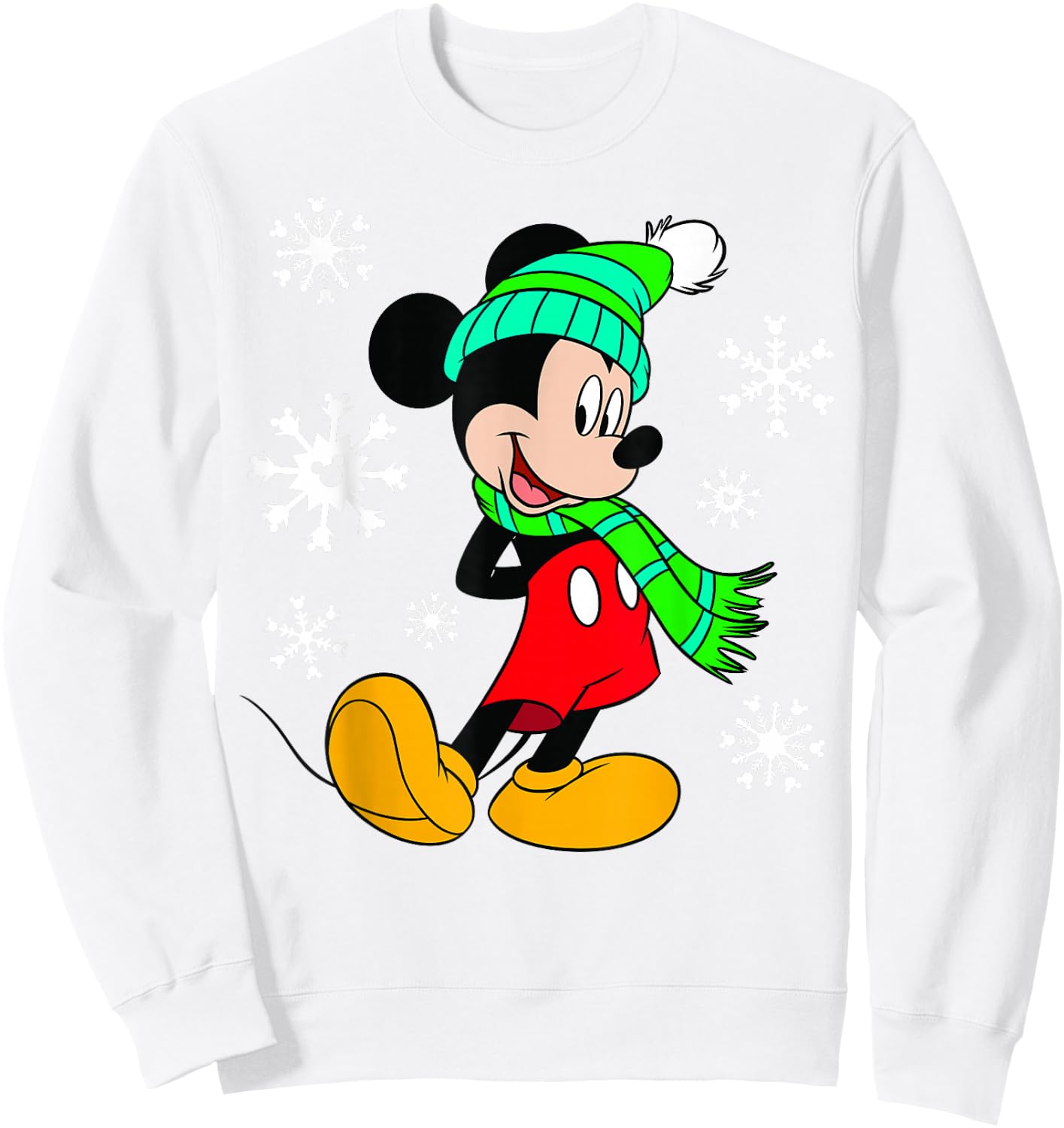Disney Mickey Mouse Holiday Snowflakes Portrait Christmas Sweatshirt - Sweatshirt | White