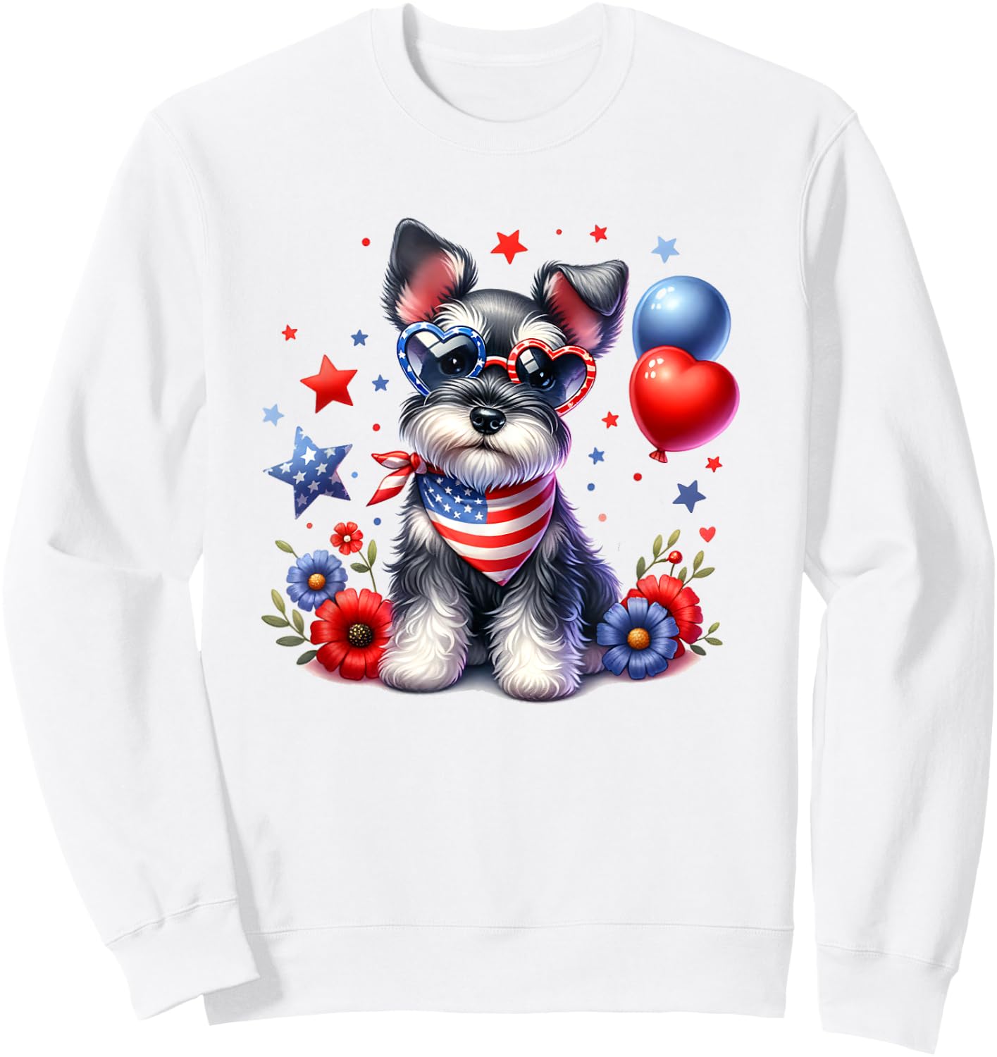 Patriotic Miniature Schnauzer American Flag 4th of July USA Sweatshirt - Sweatshirt | White