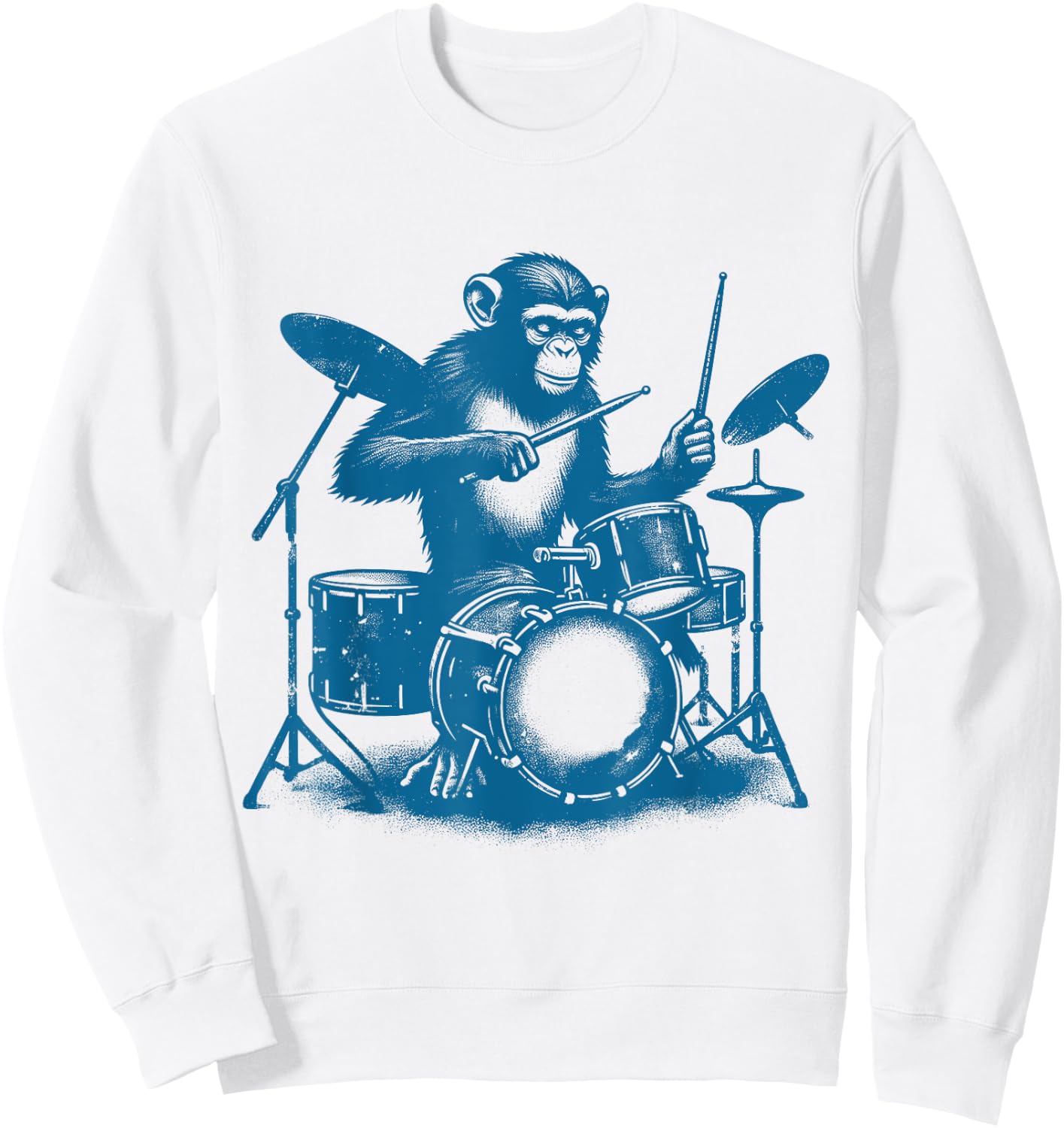 Who Love Drummer Drums Drums Drummer Monkey Playing Drums Vintage Art Monkey On Drums Sweatshirt - Sweatshirt | White