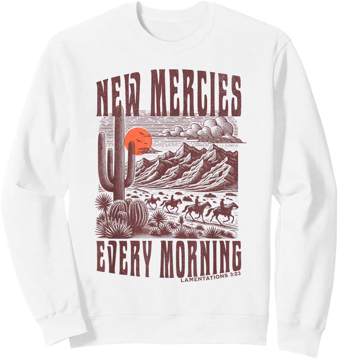 Boho Christian Bible Verse Trendy Jesus Southwest Cactus Sweatshirt - Sweatshirt | White