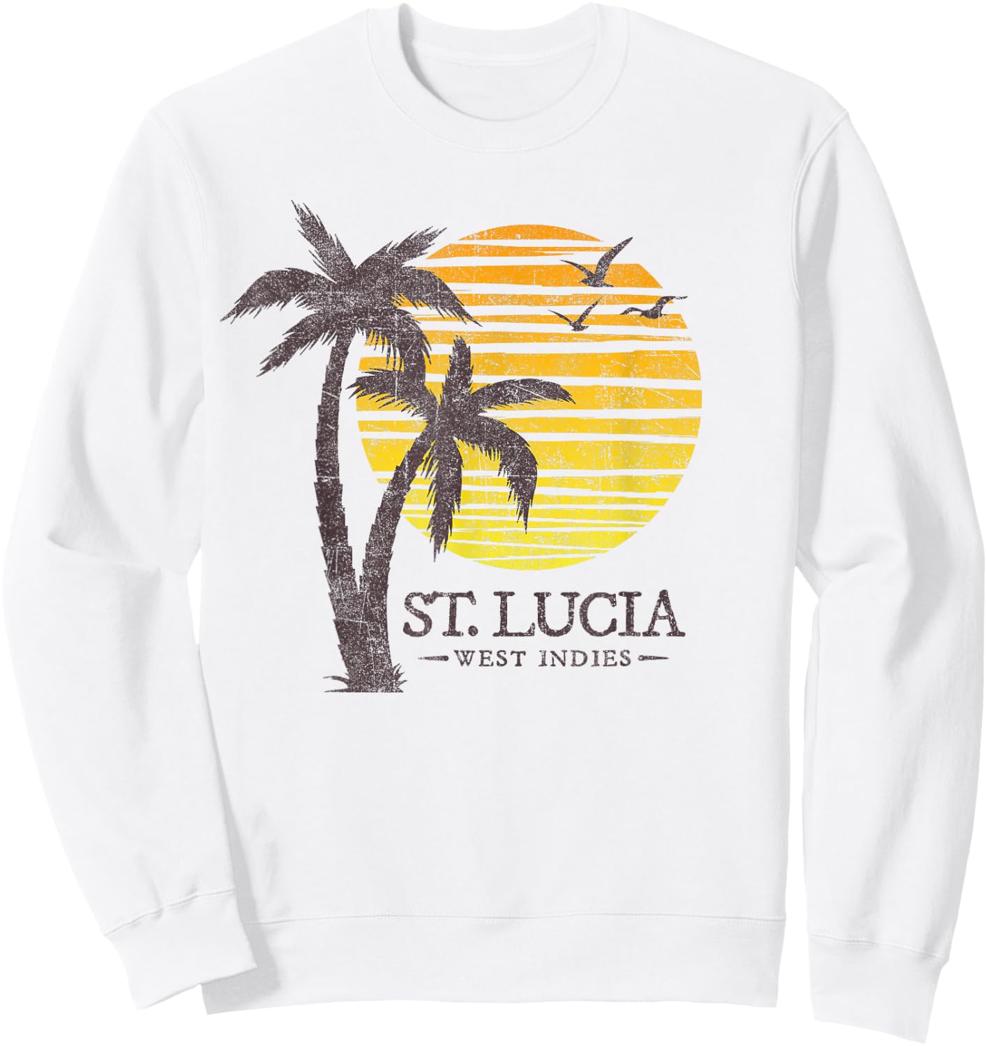 Retro St Lucia Beach Sunset Boys Girls Souvenir Sweatshirt - Sweatshirt | White