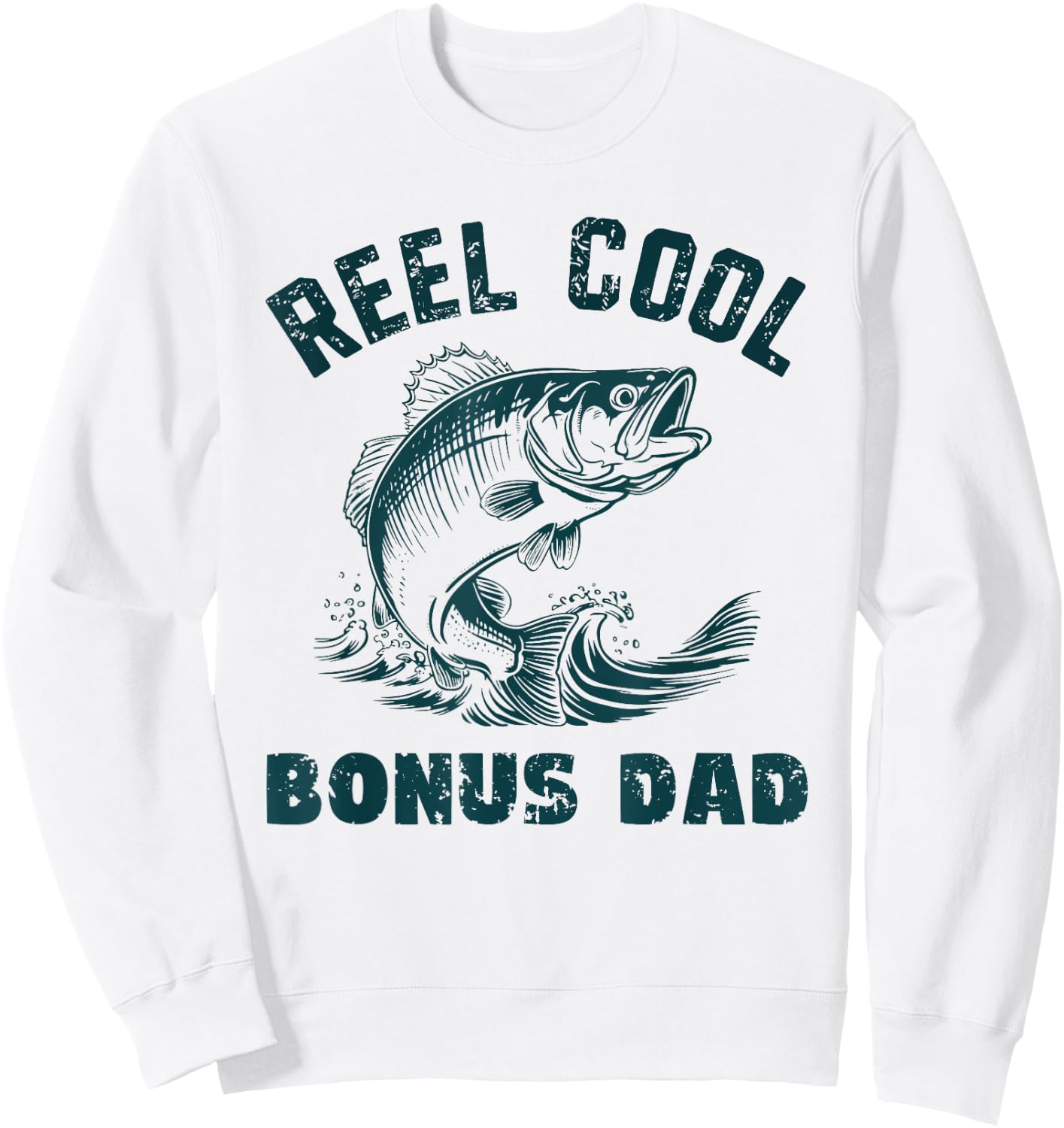 Reel Cool Bonus Dad Fishing Vintage Style Step-Dad StepDad Sweatshirt - Sweatshirt | White