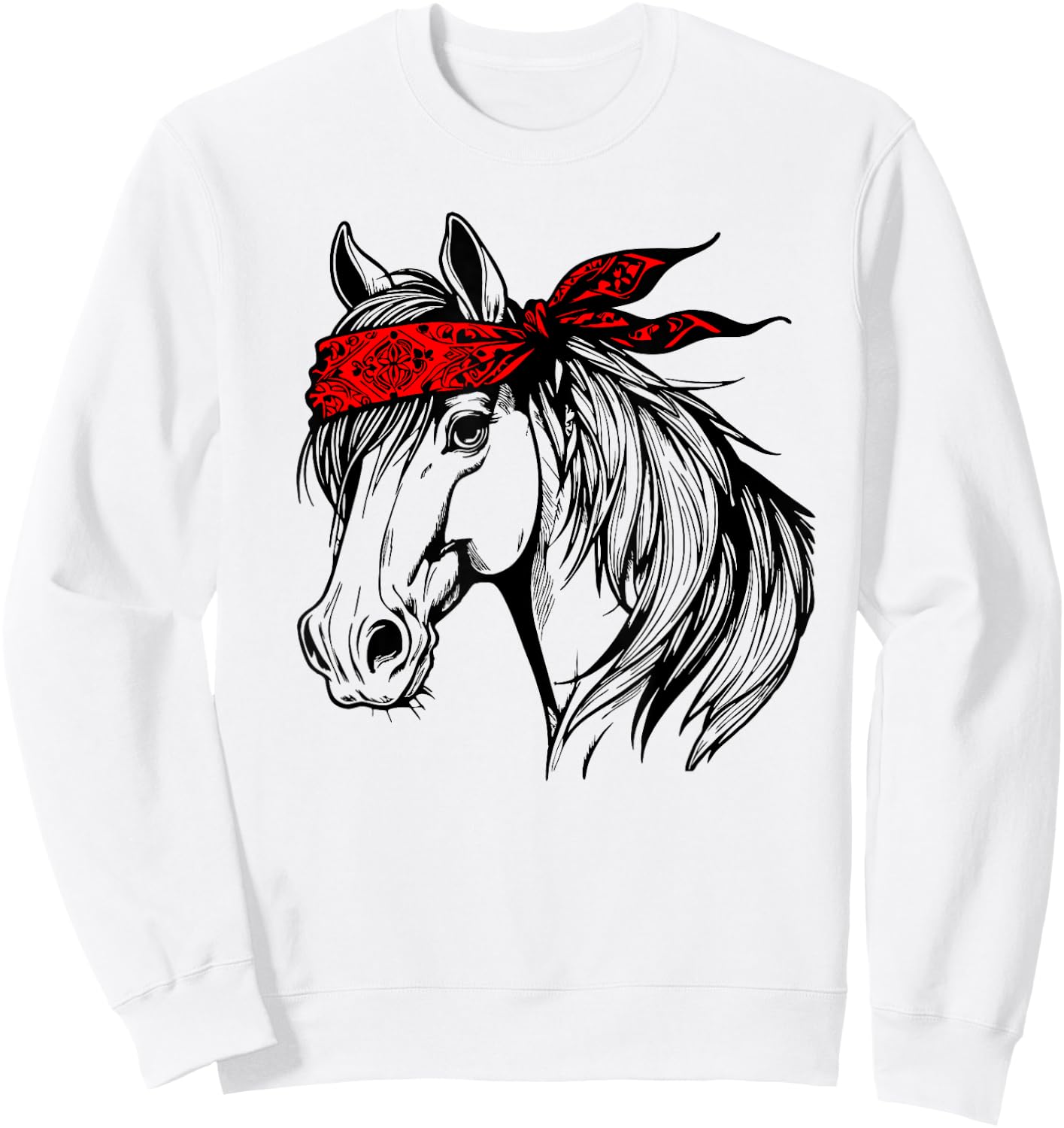 Horse Bandana for Horseback Riding Horse Lover Mother's Day Sweatshirt - Sweatshirt | White