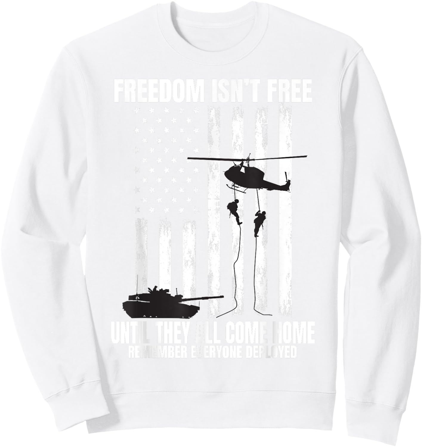 Remember Everyone Deployed Red Friday Military American Flag Women Kids Men Sweatshirt - Sweatshirt | White