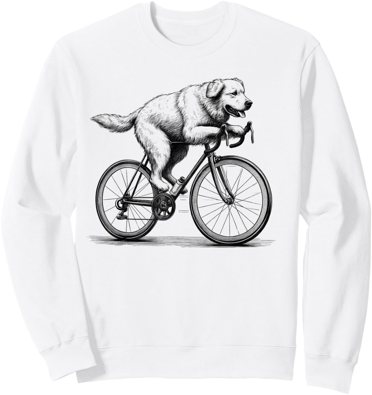 Golden Retriever Riding A Bike Bicycle Cycling Biker Lover Sweatshirt - Sweatshirt | White
