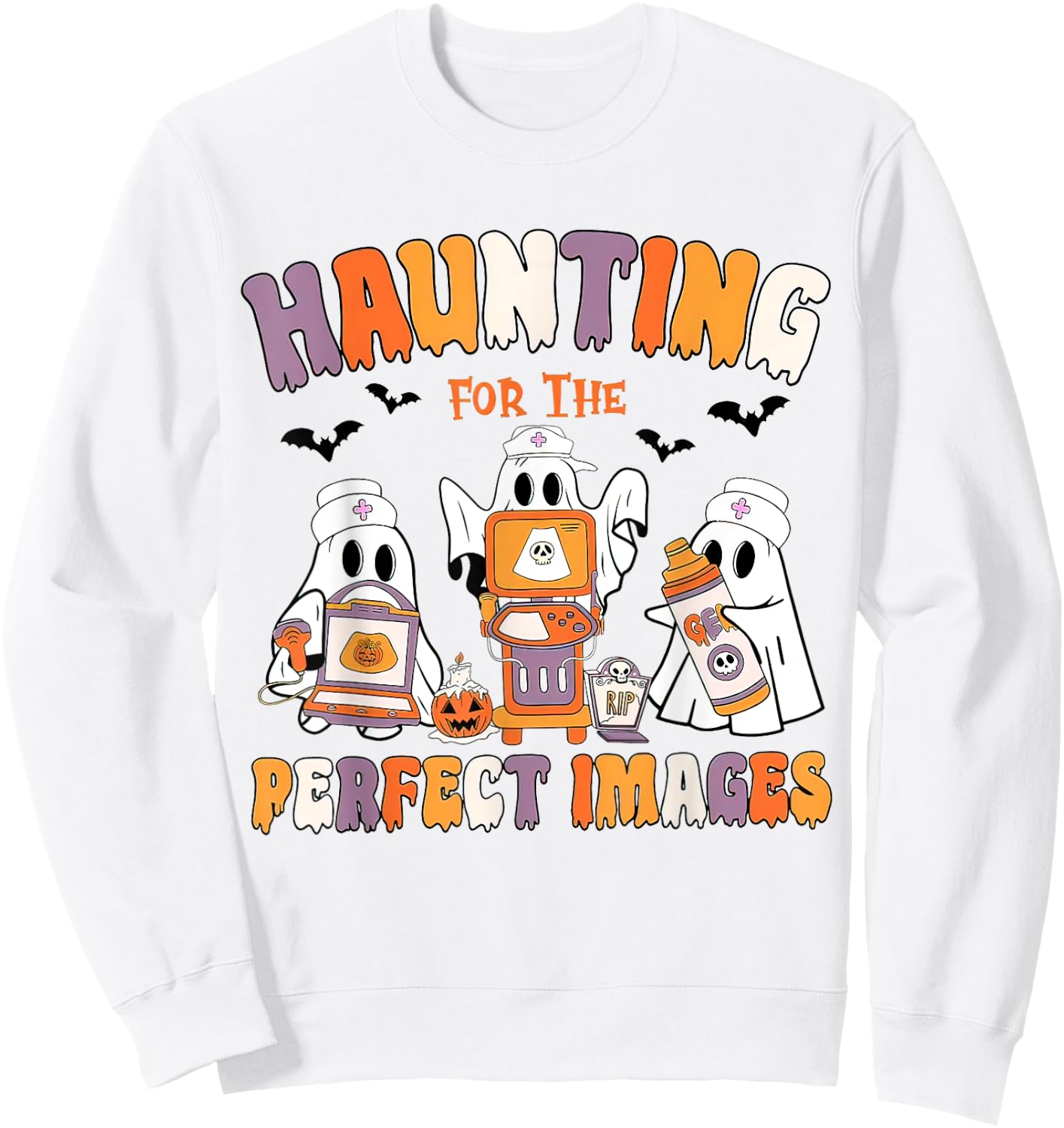 Halloween Sonographer, Ultrasound Tech Halloween, Echo Tech Sweatshirt - Sweatshirt | White