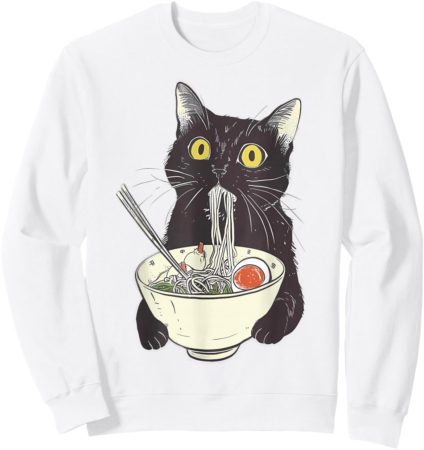 Cat Ramen Noodle Japanese Anime Manga Kawaii Cat Sweatshirt - Sweatshirt | White