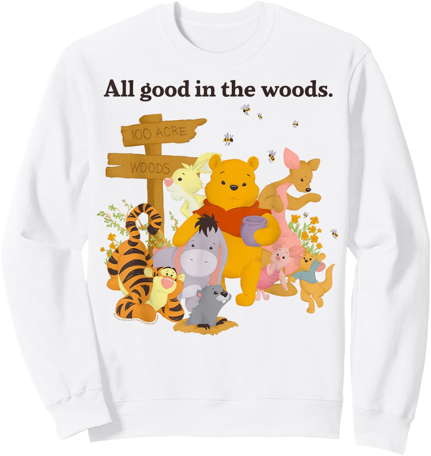Disney Winnie The Pooh Group Shot All Good in The Woods Sweatshirt - Sweatshirt | White