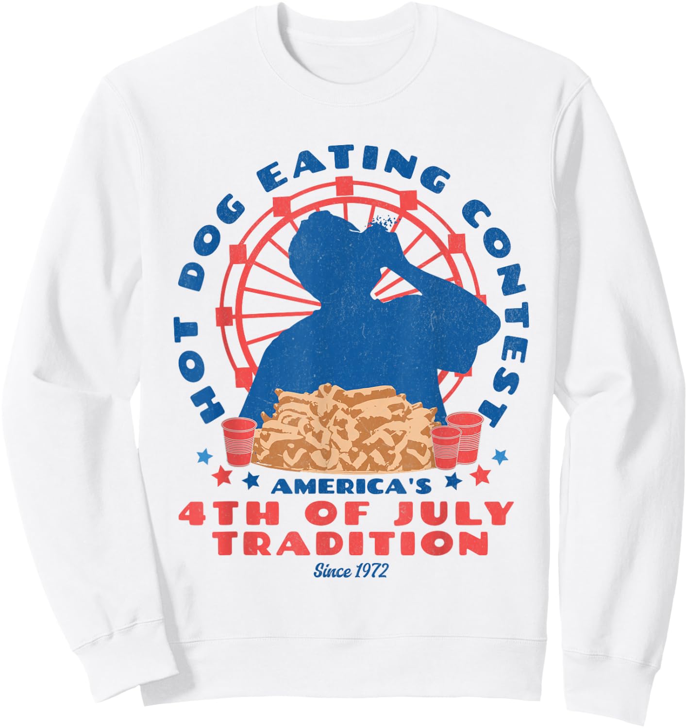 4th of July Tradition Hot Dog Eating Contest Funny Hot Dog Sweatshirt - Sweatshirt | White