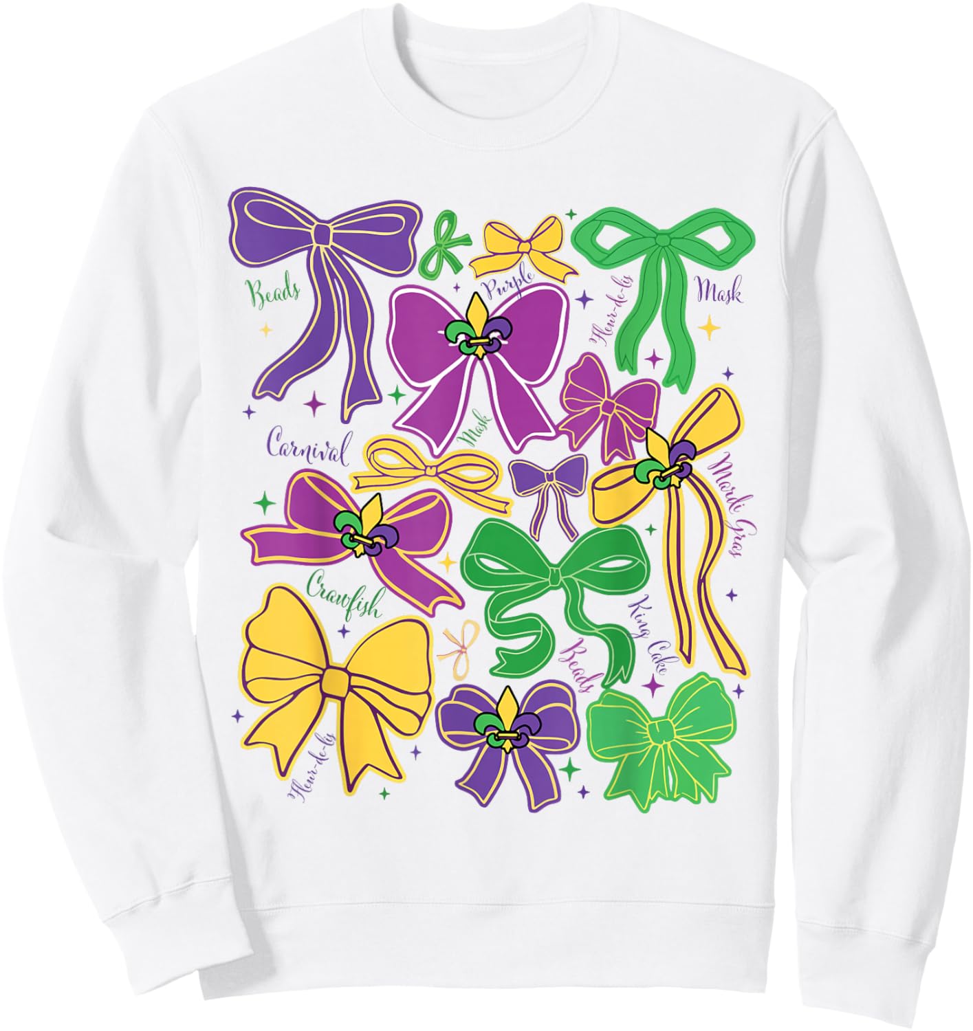 Mardi Gras Coquette Bow Louisiana Masked Women Kids Checkred Sweatshirt - Sweatshirt | White
