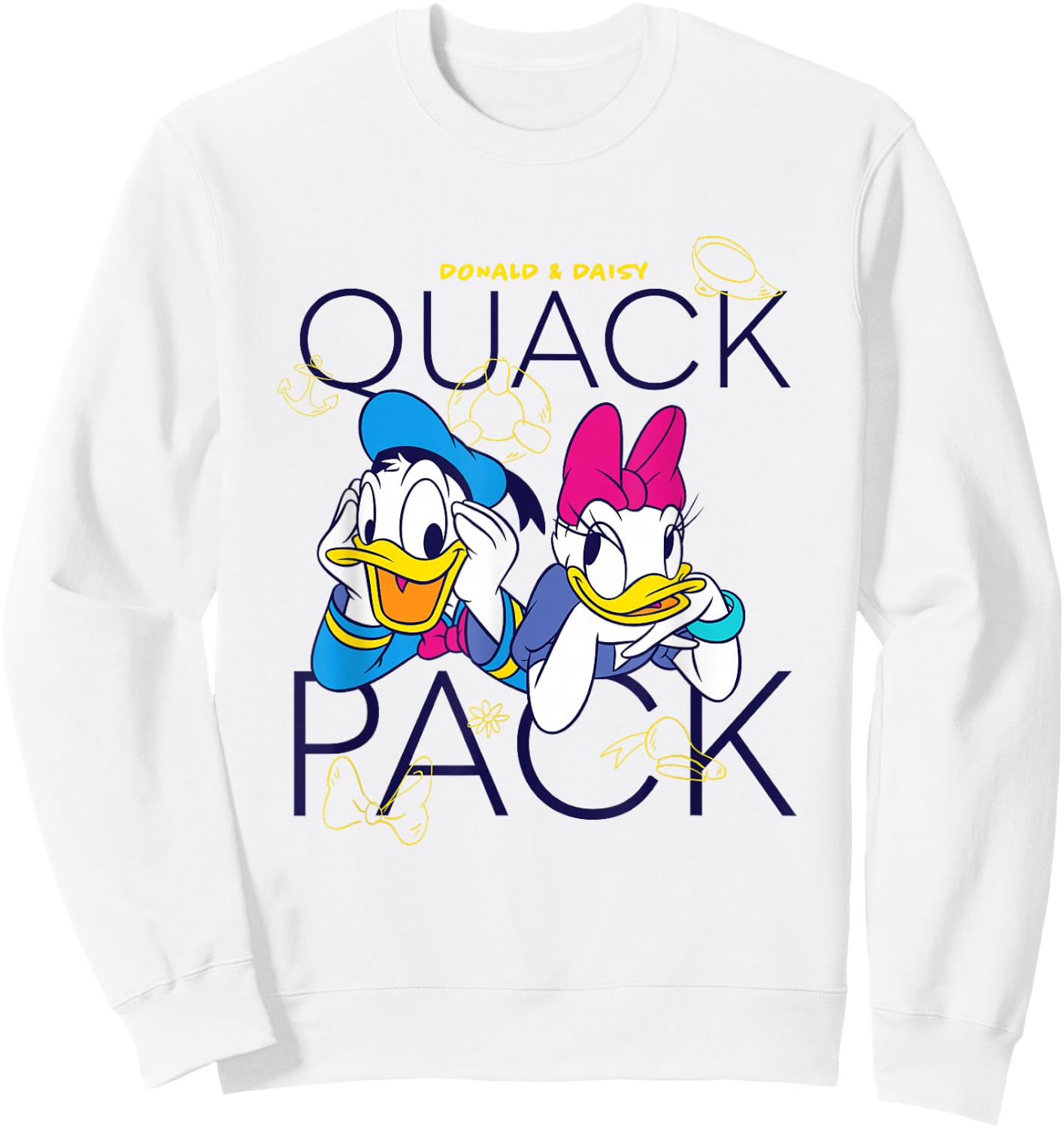 Disney Mickey and Friends Donald Daisy Quack Pack Chest Logo Sweatshirt - Sweatshirt | White
