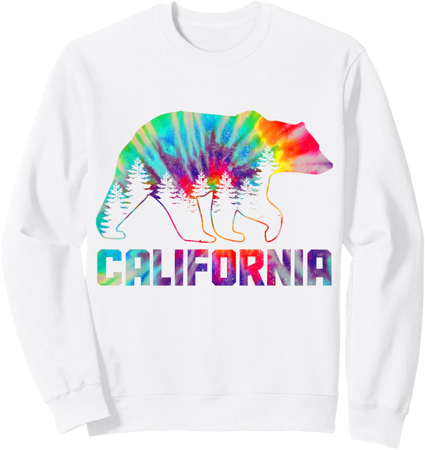California Tie Dye Bear Pride Outdoor Vintage Cali Sweatshirt - Sweatshirt | White