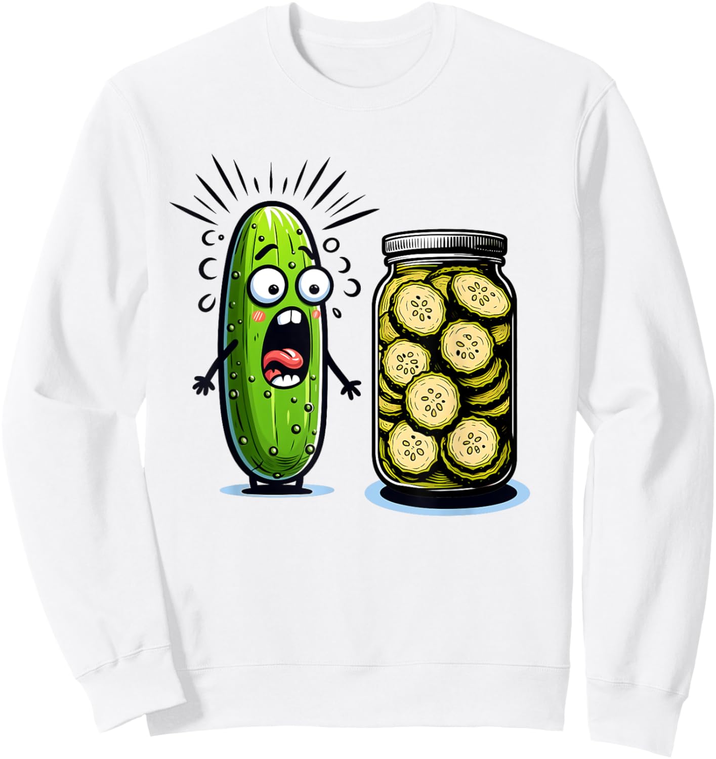 Funny Pickle Surprise A Cucumber And A Jar Of Sliced Pickles Sweatshirt - Sweatshirt | White