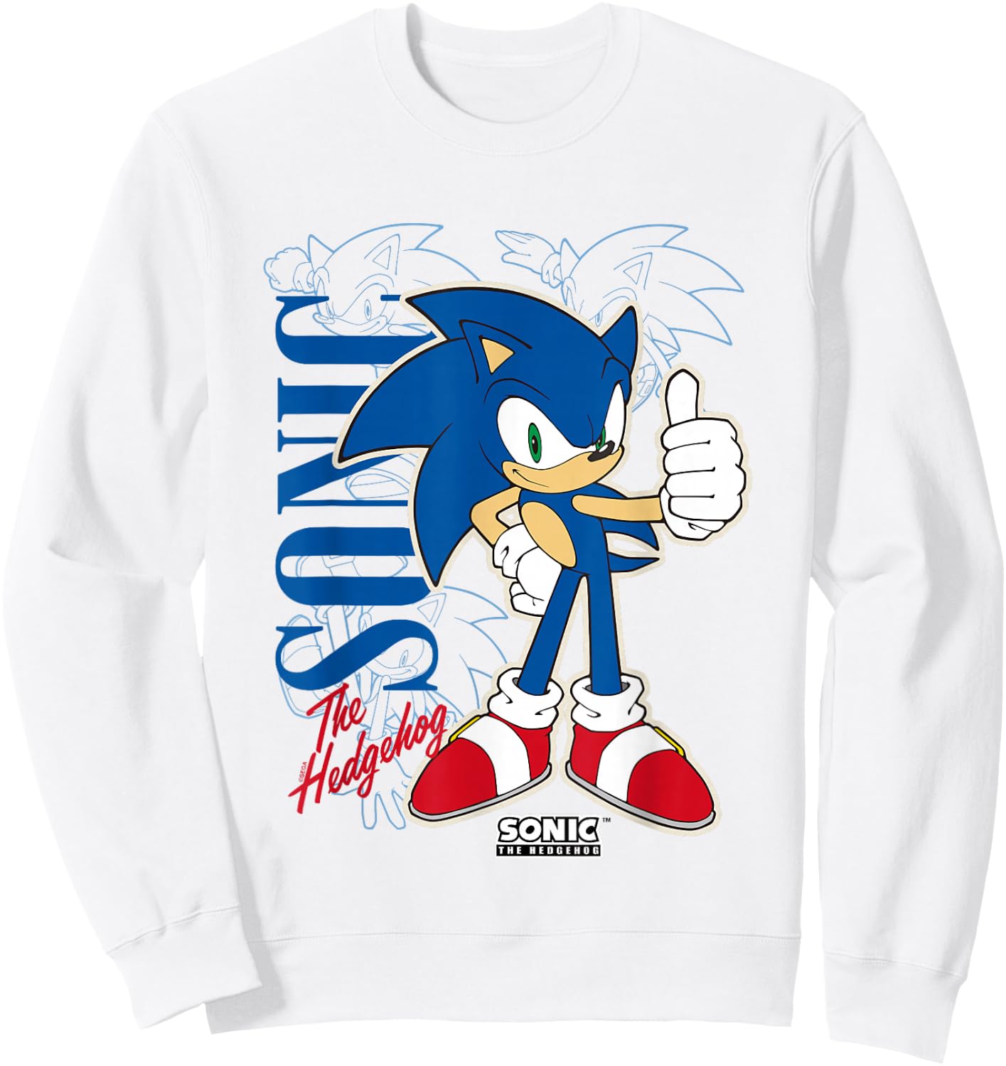 Sonic The Hedgehog Thumbs Up Retro Shot Sweatshirt - Sweatshirt | White