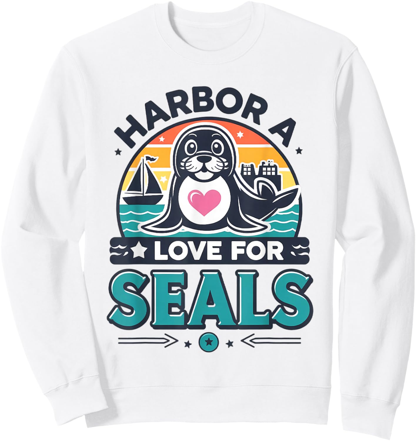 Funny Harbor Seal Animal Lover Men Women Kids Sweatshirt - Sweatshirt | White