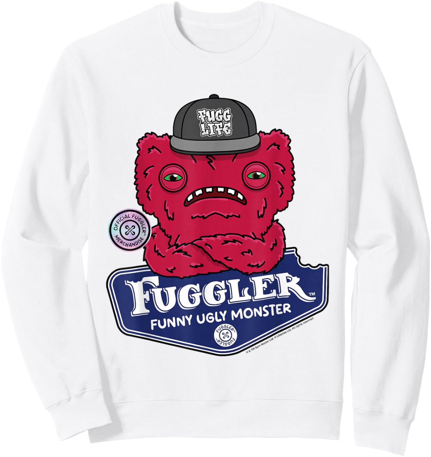 Fuggler -Adults , Grey, Small, Short Sleeve, Classic Fit, Cartoon Pattern, , Lightweight Sweatshirt - Sweatshirt | White