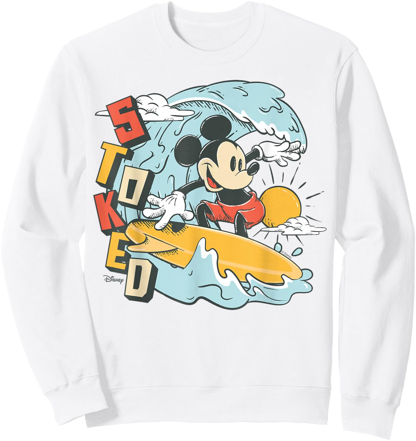 Mickey Mouse - Summer Surf Stoked Sweatshirt - Sweatshirt | White