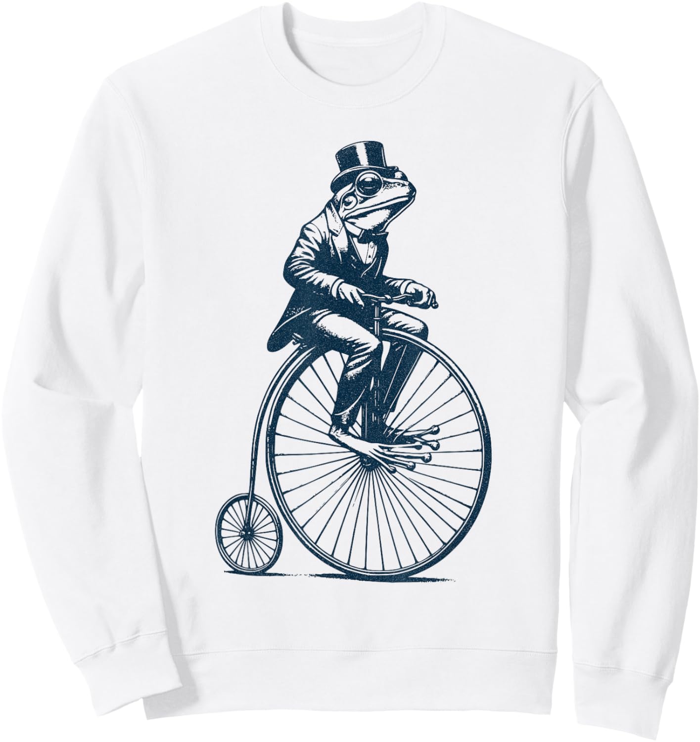 Dapper Frog riding a Vintage Penny-Farthing Bicycle Cyclist Sweatshirt - Sweatshirt | White