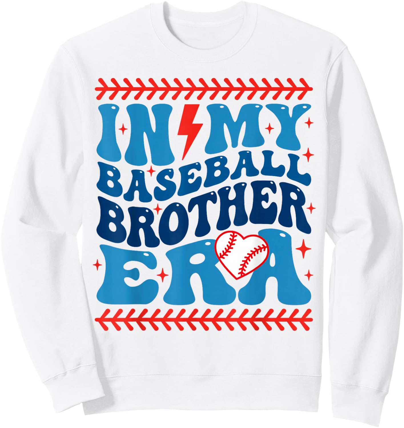 In My Baseball Brother Era Groovy Baseball Family Matching Sweatshirt - Sweatshirt | White