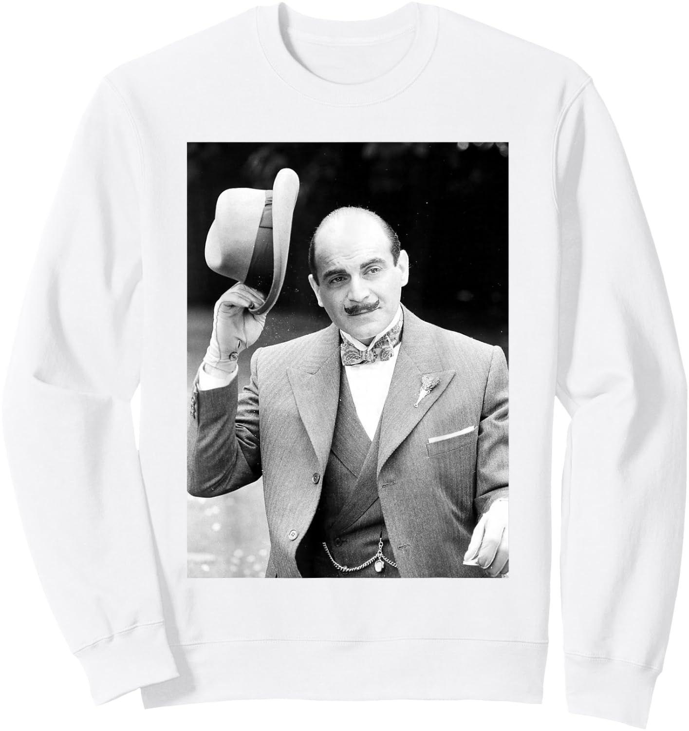 Poirot David Suchet Agatha Christie 1988 Sweatshirt - Sweatshirt | White