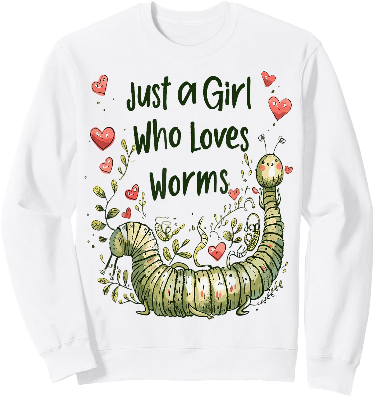 Cute Worms Lovers Gift Girls Just A Girl Who Loves Worms Sweatshirt - Sweatshirt | White