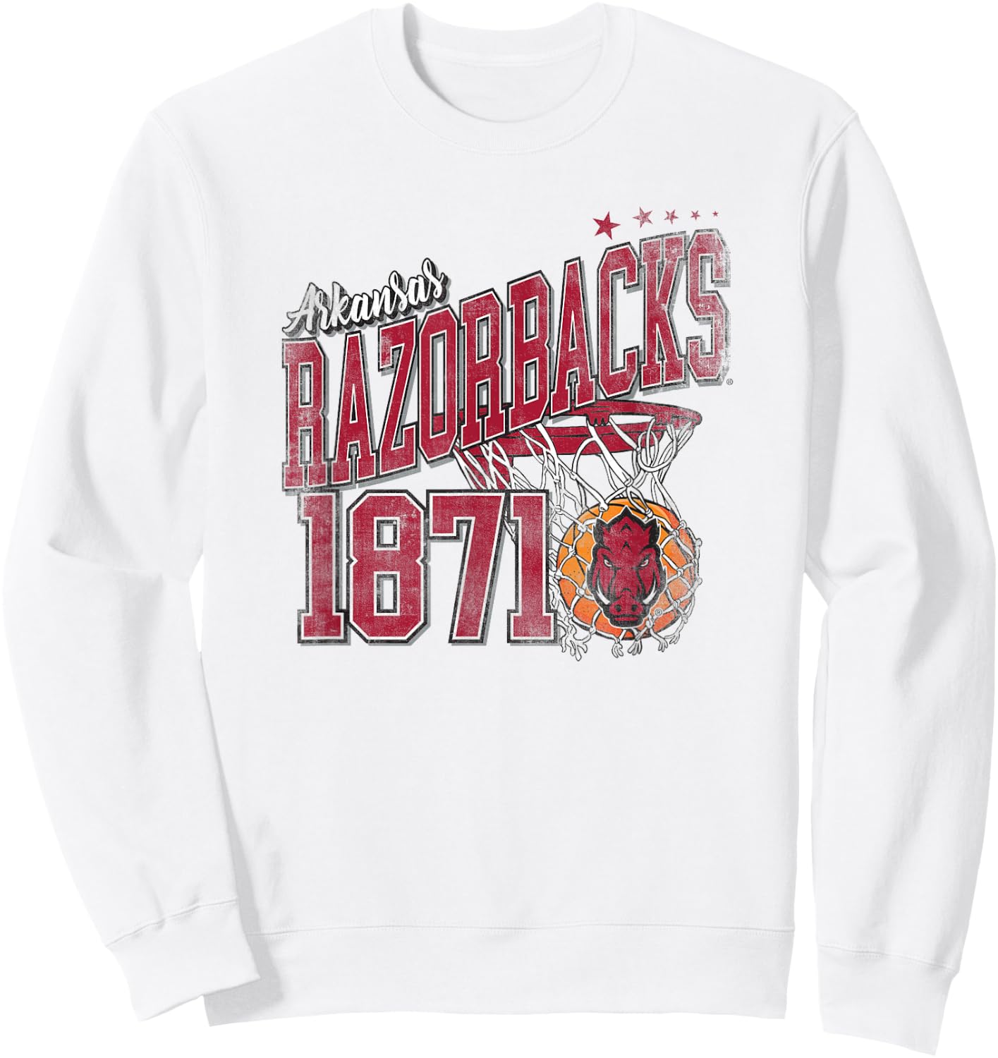 Campus Lab University of Arkansas Razorbacks 1871 Basketball Hoop Sweatshirt - Sweatshirt | White