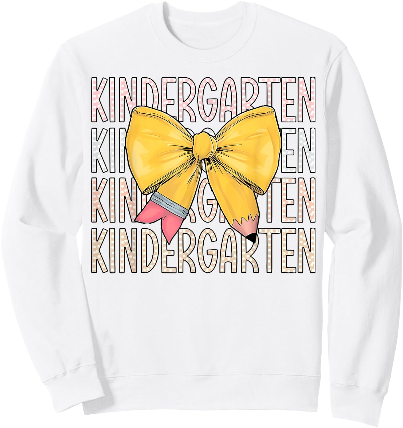 Hello Kindergarten Back To School Retro Cute Coquette Pencil Sweatshirt - Sweatshirt | White