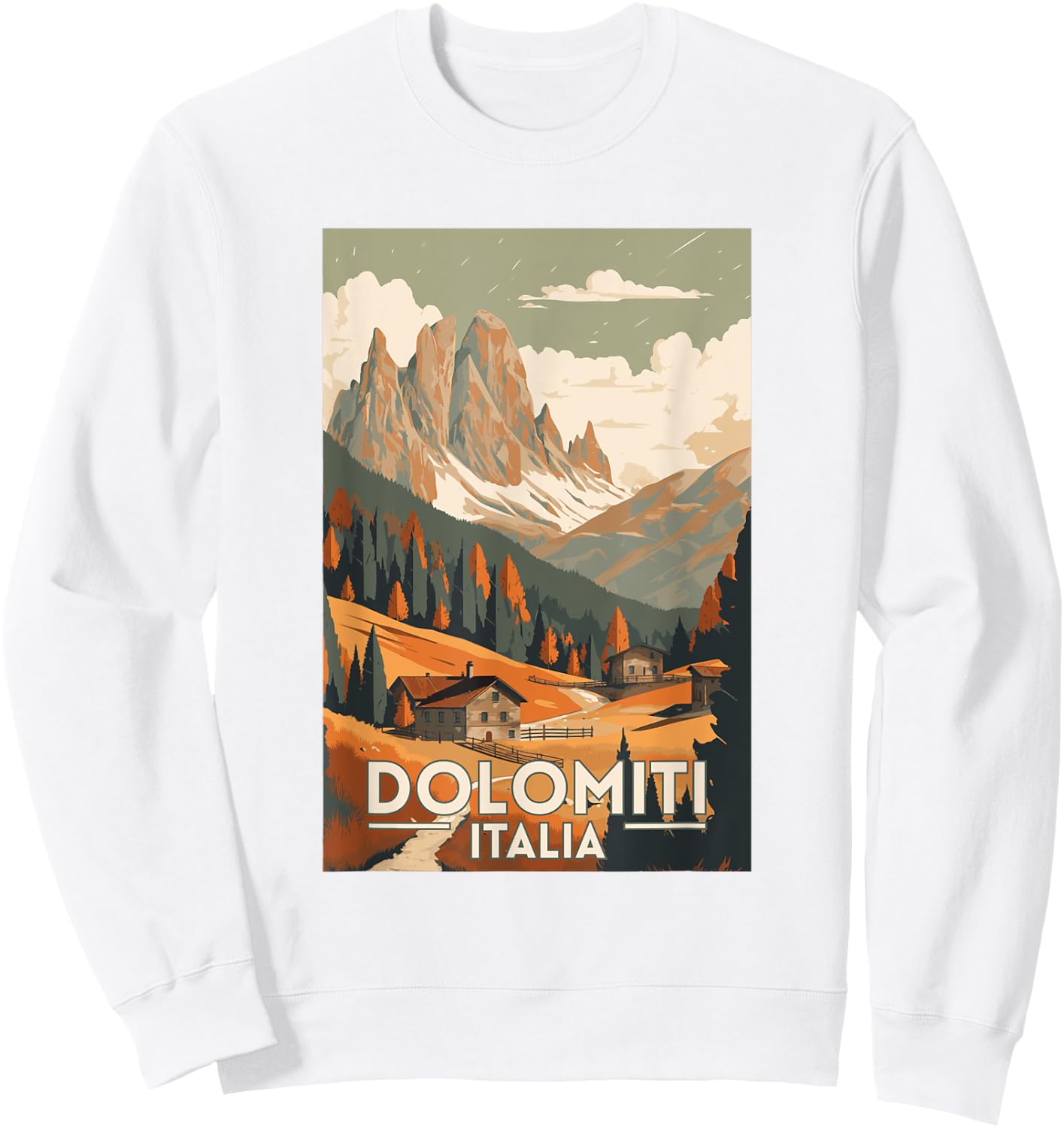 The Dolomites Italy Retro Vintage Travel Sweatshirt - Sweatshirt | White