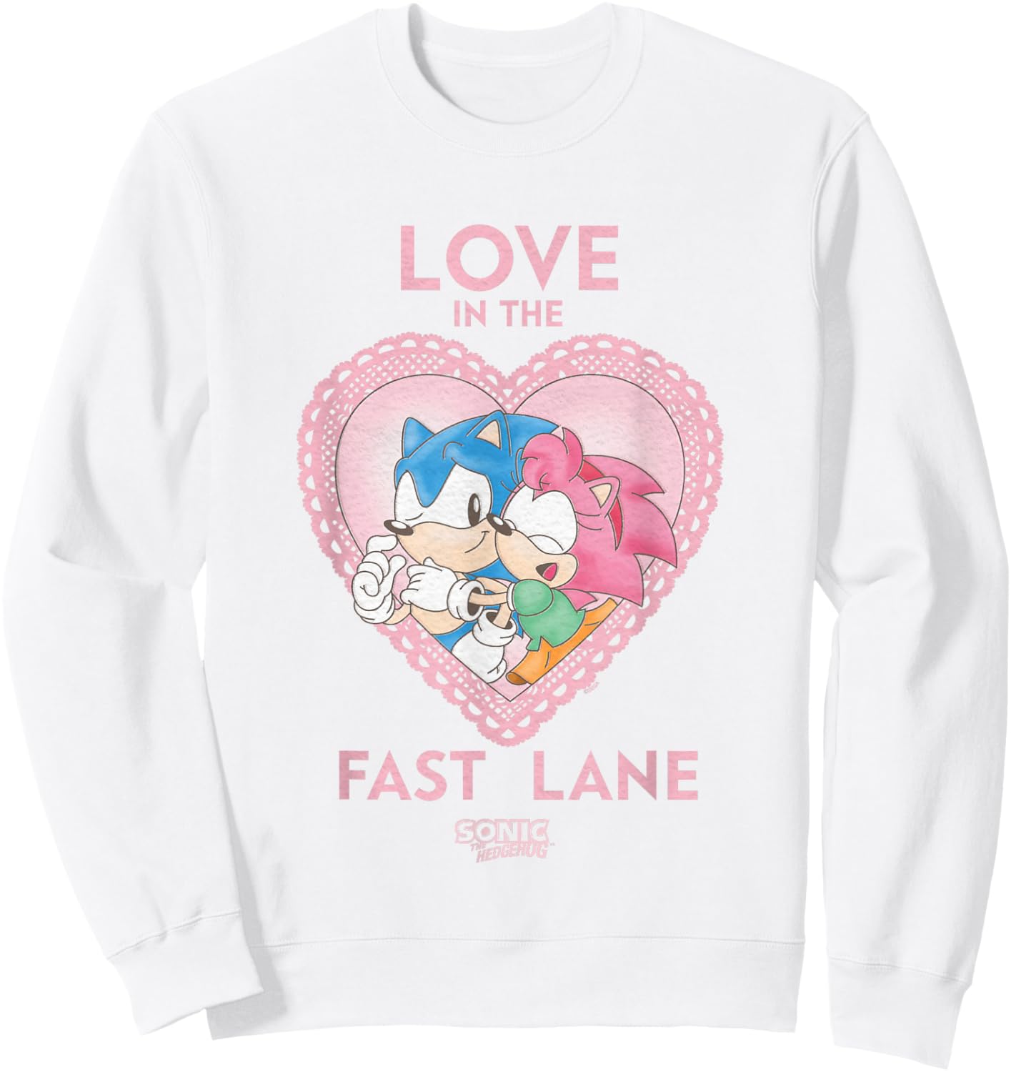 Sonic The Hedgehog Valentine's Day Love In The fast Logo Sweatshirt - Sweatshirt | White